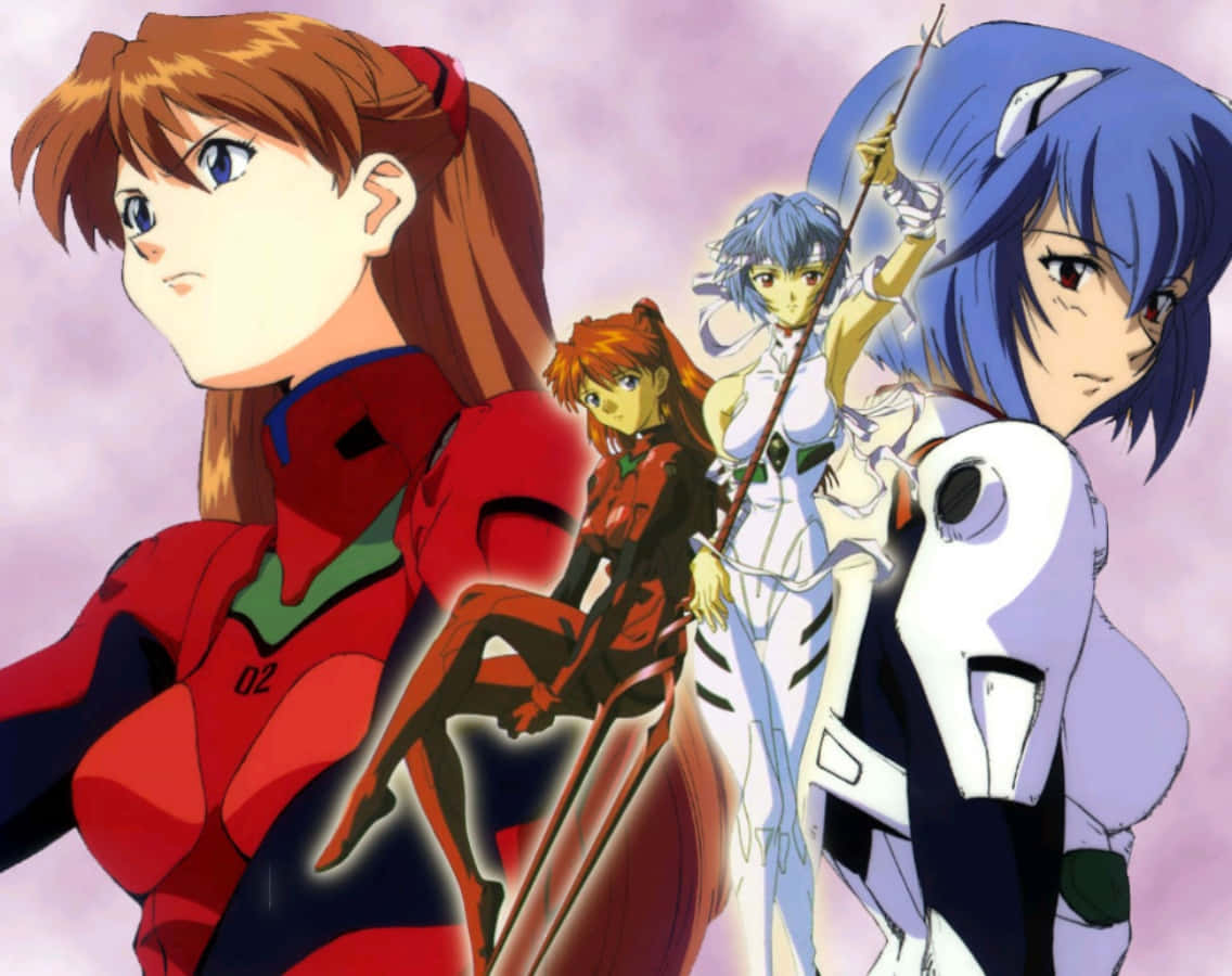 Asuka și Rei, piloții Evangelion Fundal