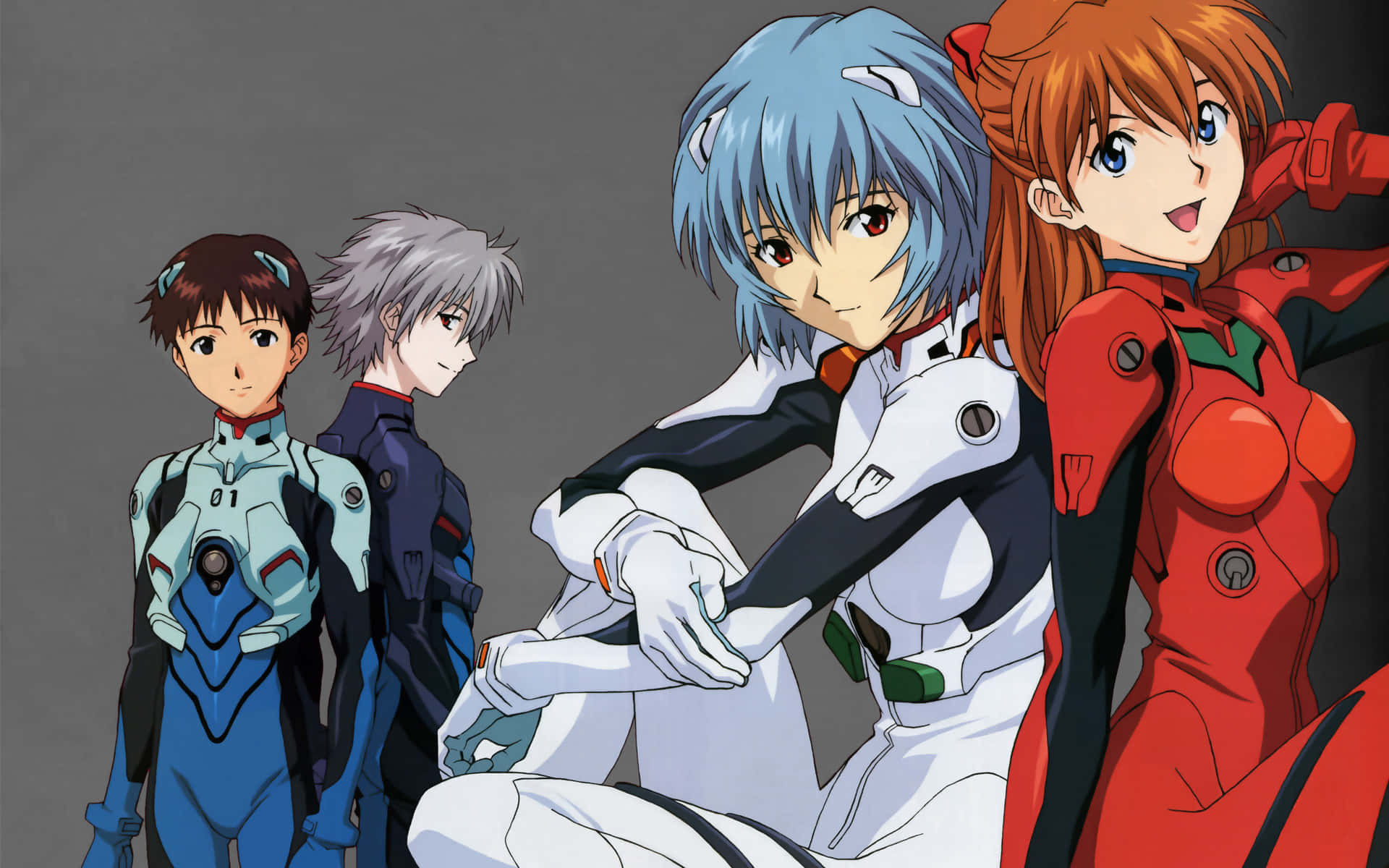Asuka și Shinji, doi dintre cei mai îndrăgiți personaje din Neon Genesis Evangelion. Fundal