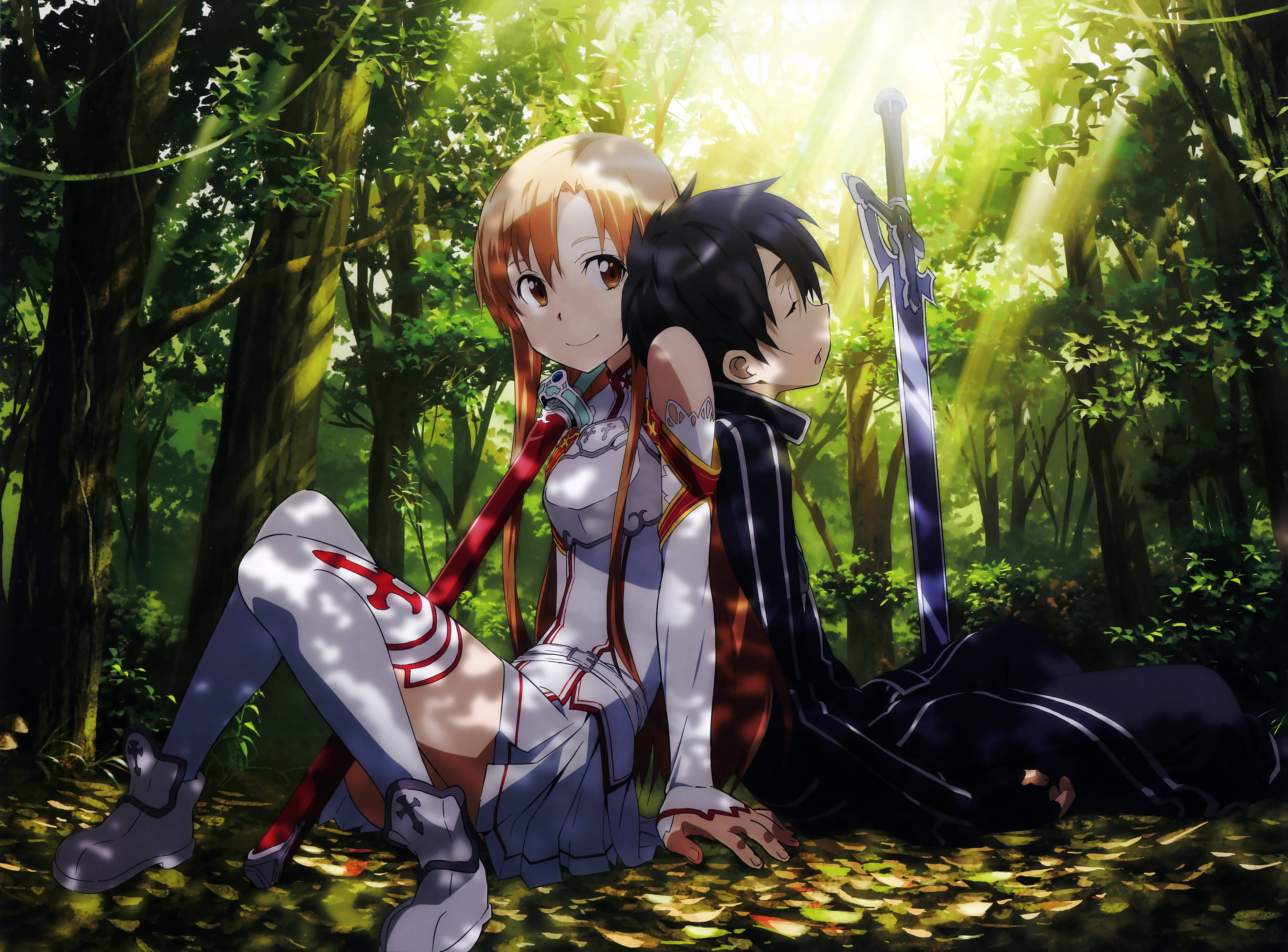 Asuna și Kirito Anime 4K Fundal