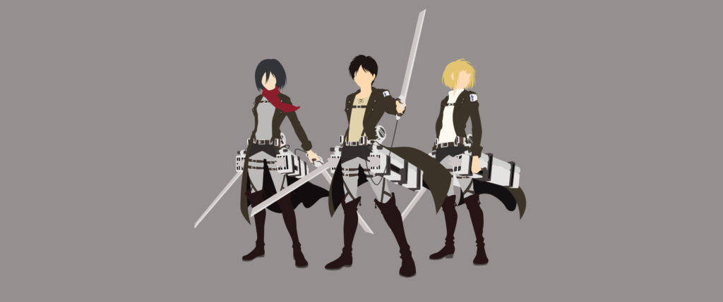 Atacul Titanilor Trio Anime Minimalist Fundal