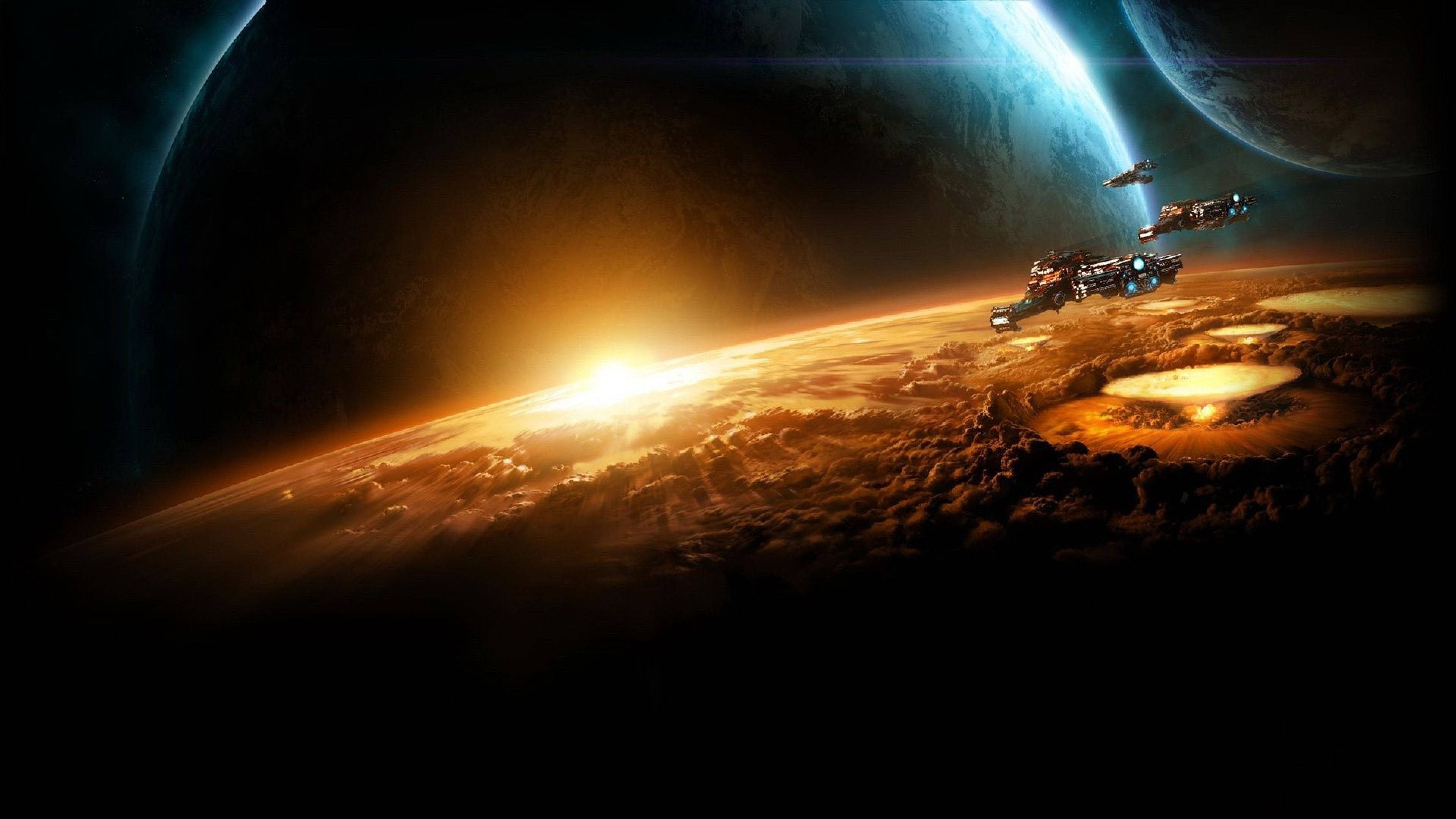 Aterizarea unei Nave Stellare pe o Planetă Fundal