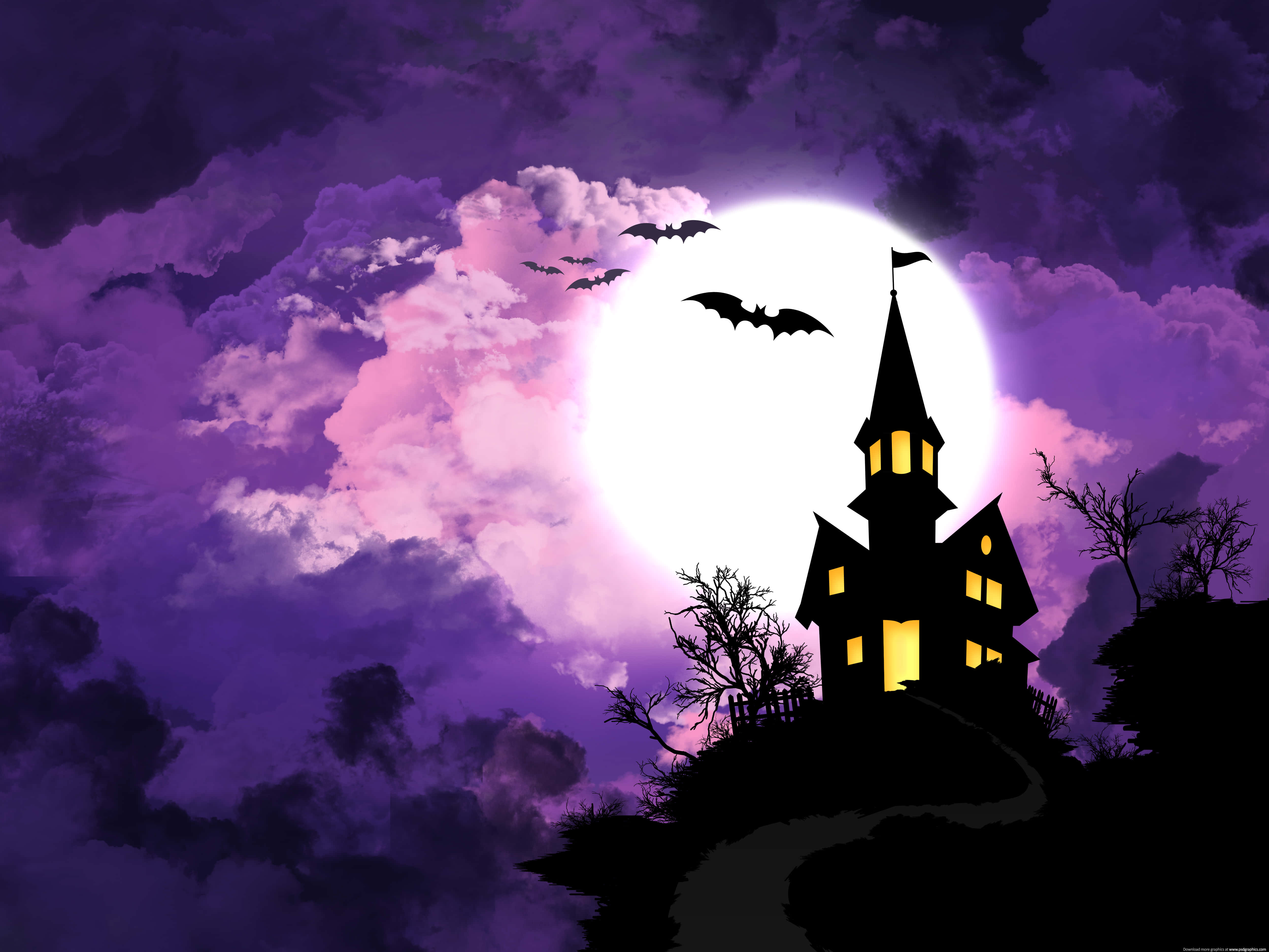 Atmosferă fermecătoare de Halloween în mov Fundal