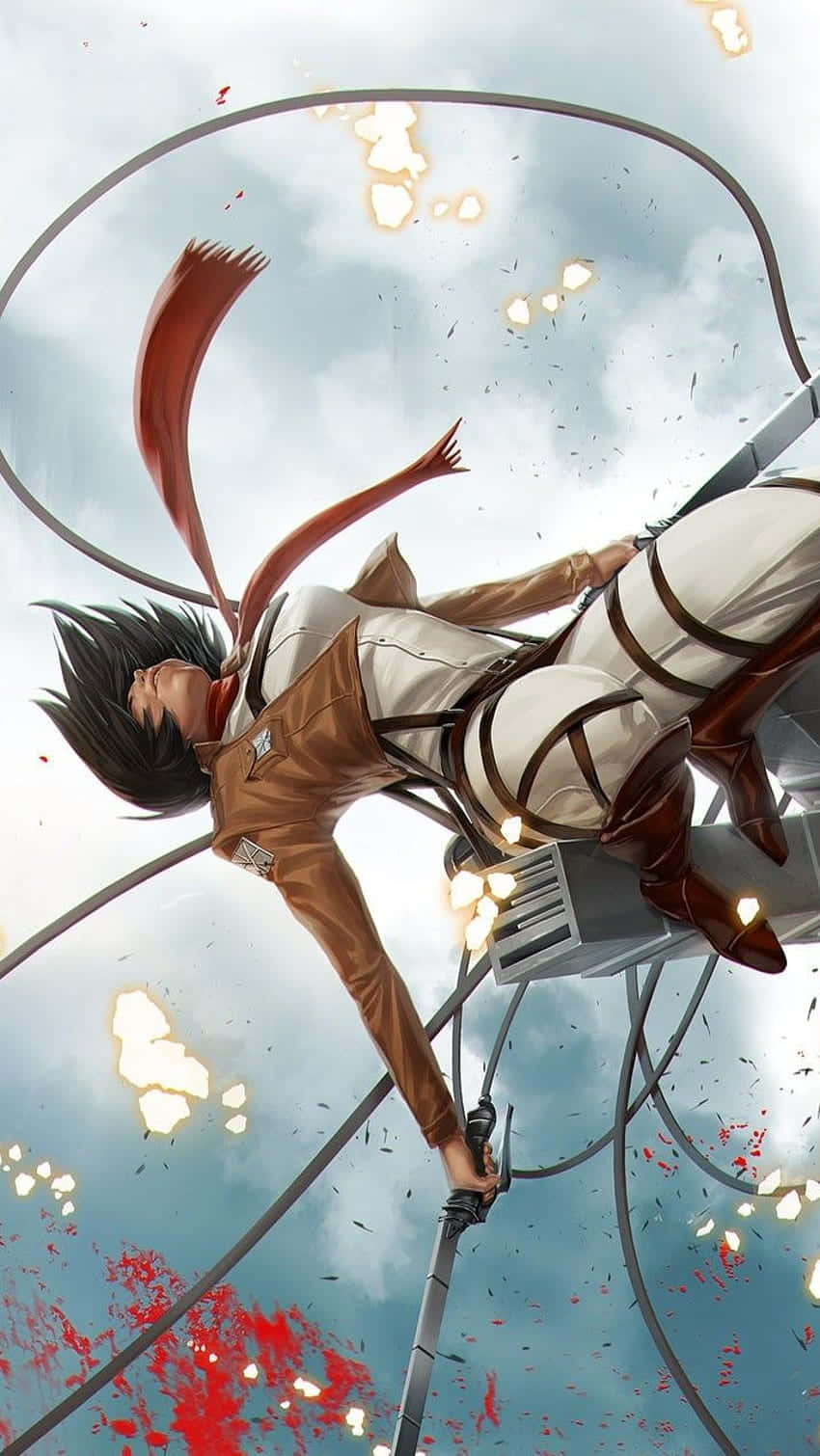 Attack On Titan Anime Mikasa Ackerman Căzând Fundal