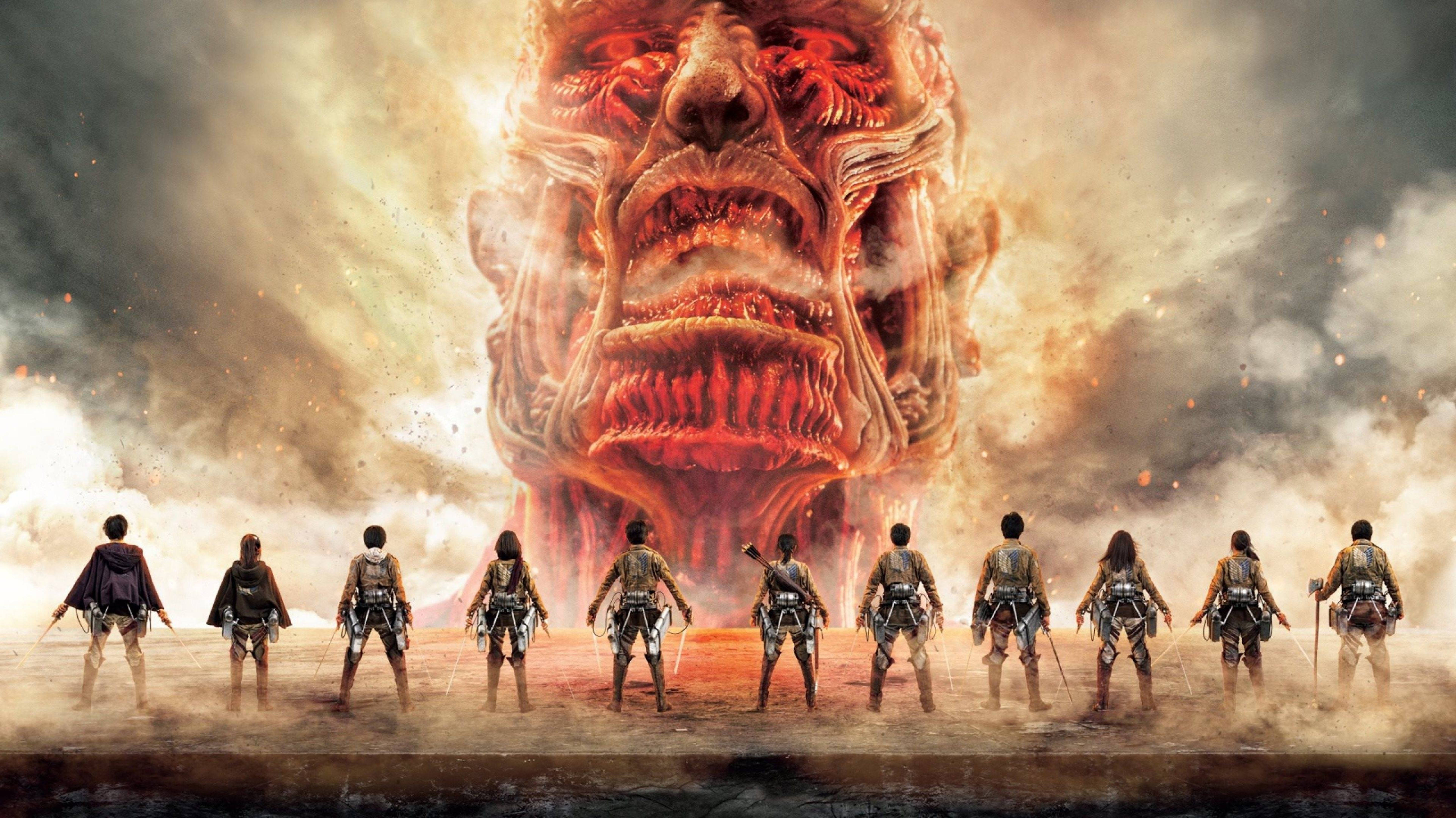 Attack On Titans 4K Fața Titanului Colosal Fundal