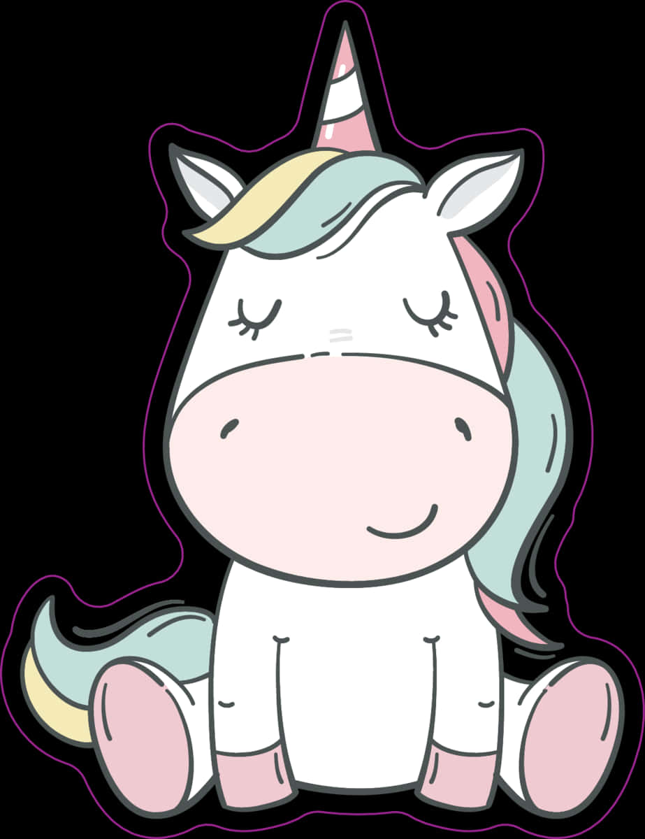 Autocolant drăguț cu unicorn desenat Fundal