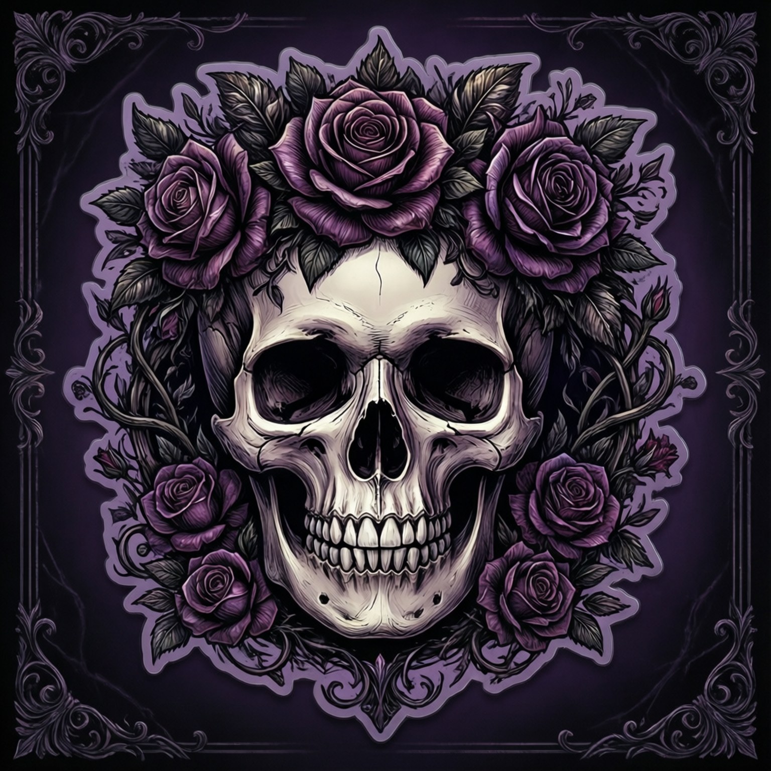 Autocolant Floral Craniu Gotiс Fundal