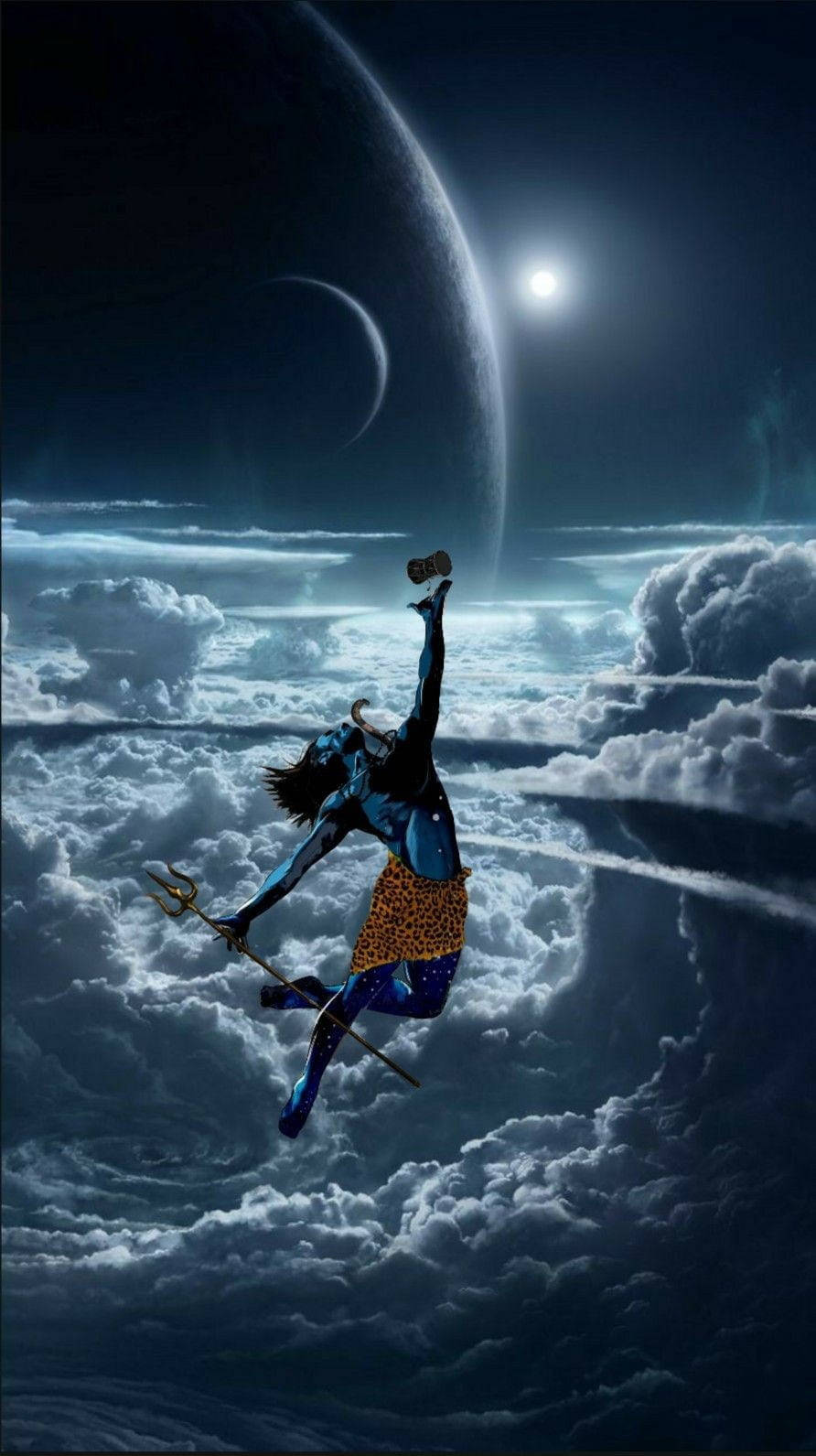 Avatarul Rudra al lui Mahadev pe cer Fundal
