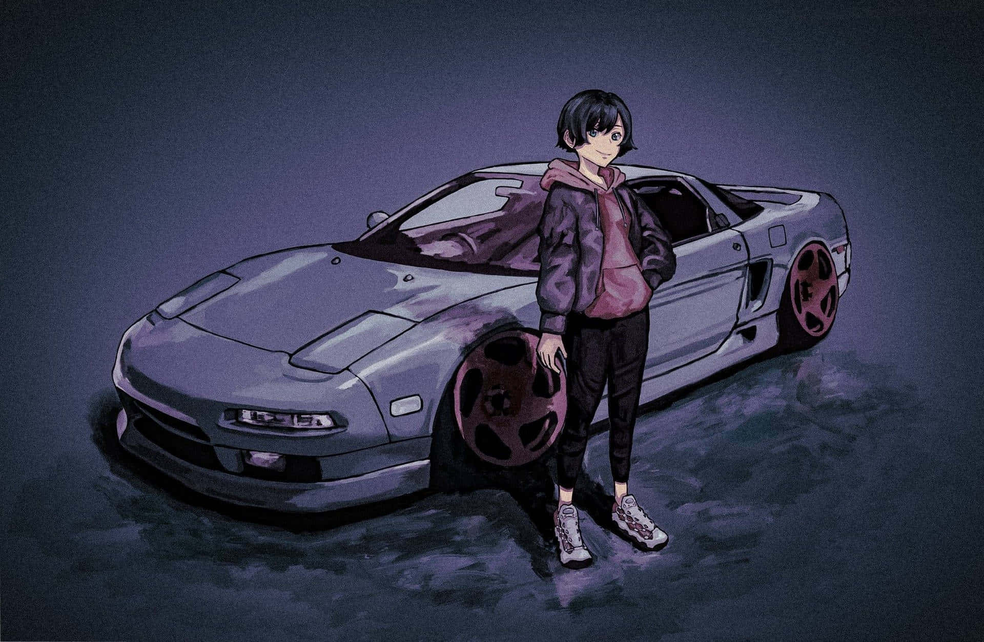 Aventură de Viteza Mare cu Mașina Anime Fundal