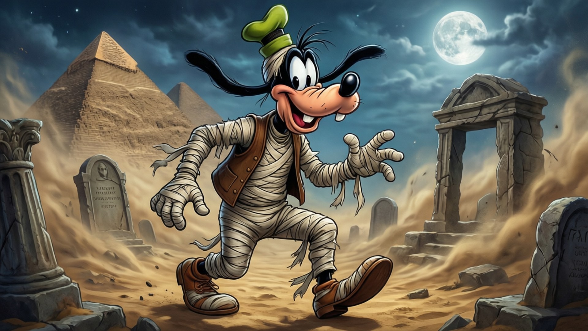 Aventura Mumiei Goofy Fundal