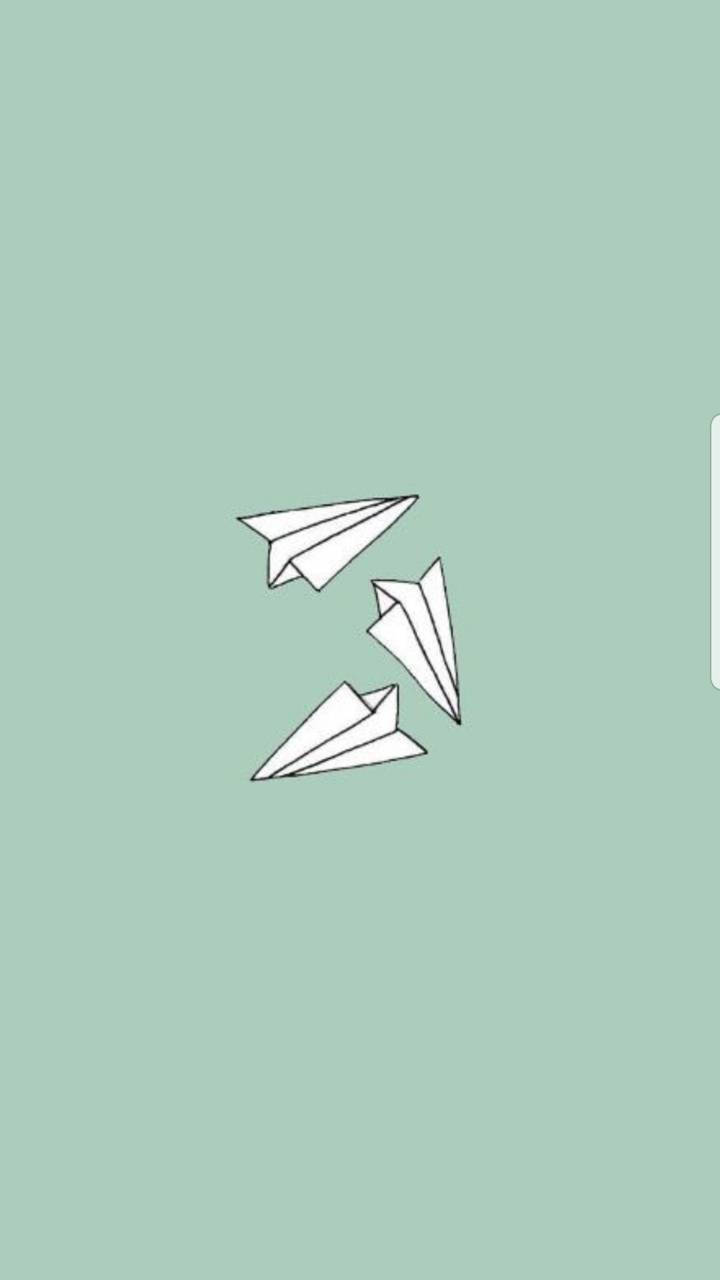 Avioane de hârtie verde și alb aesthetic Fundal