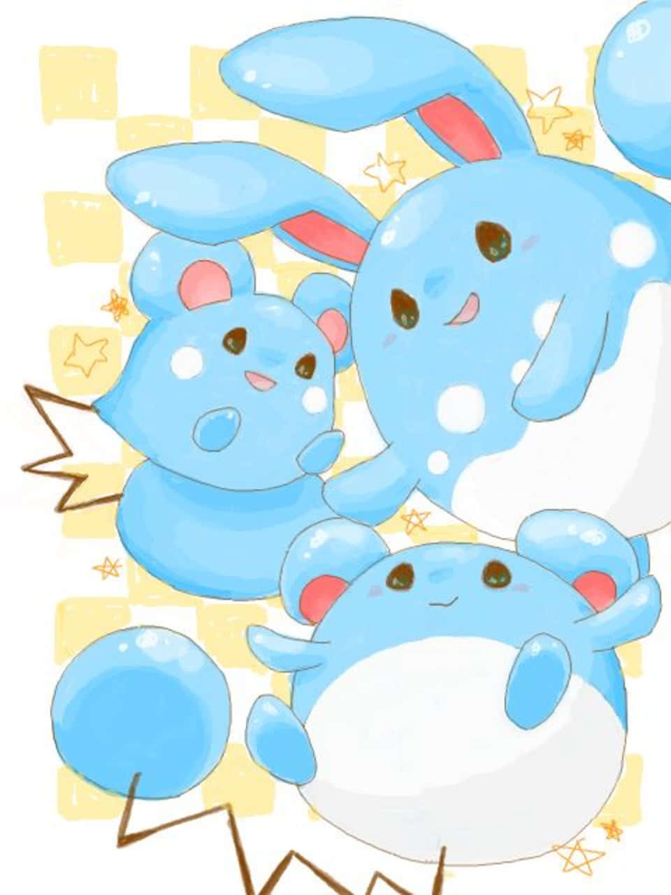 Azumarill în carouri galbene Fundal