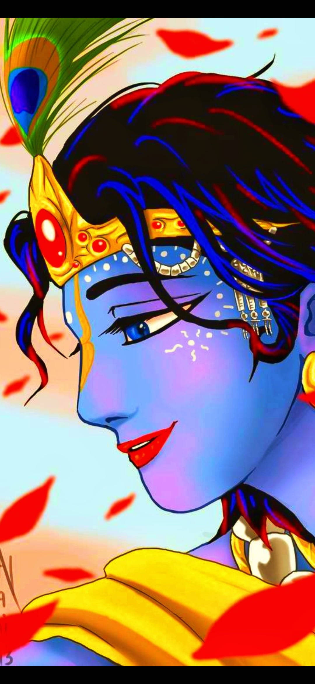 Baby Krishna HD Desen Colorat Fundal