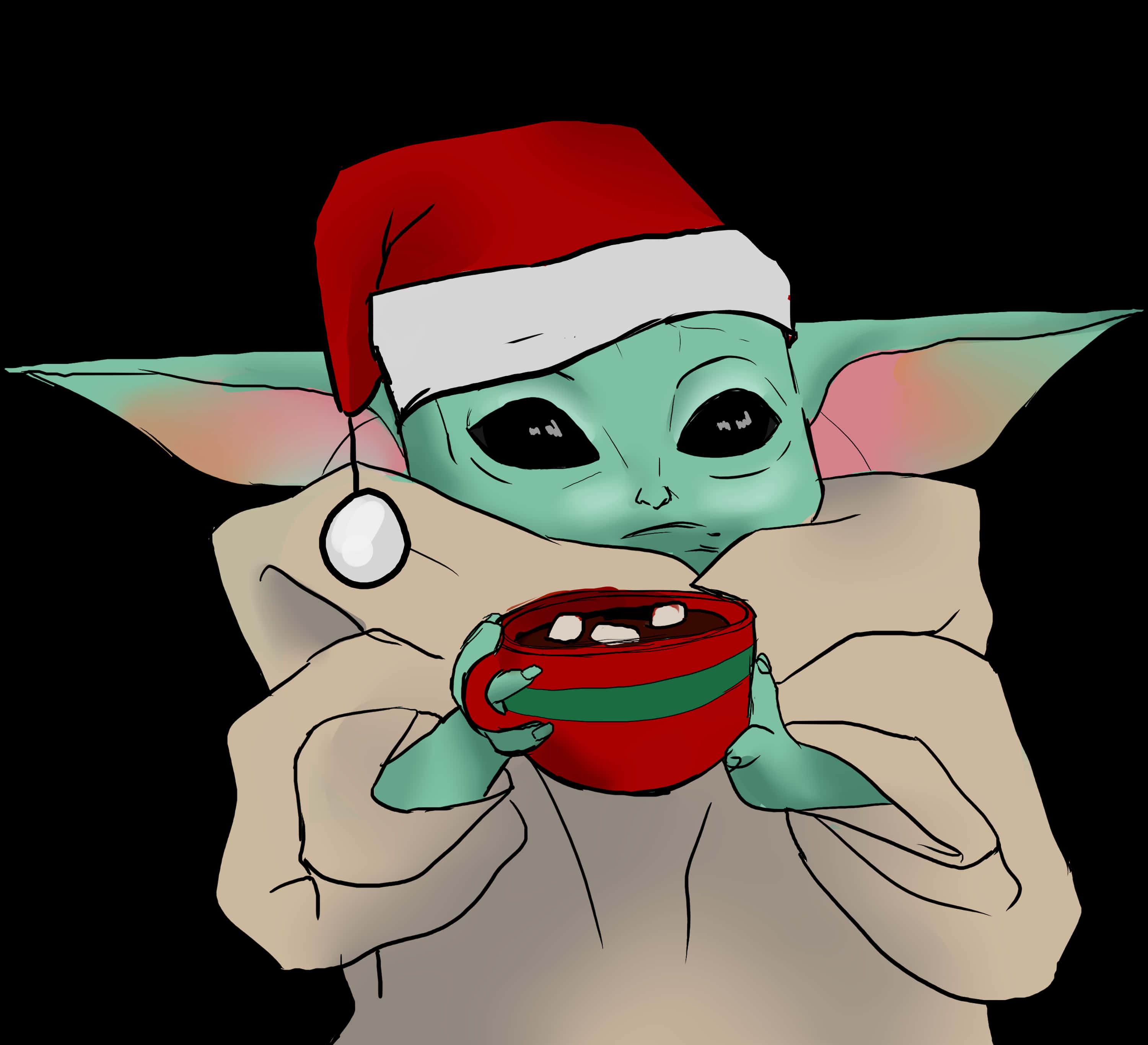 Baby Yoda de Sărbători cu Cană Fundal