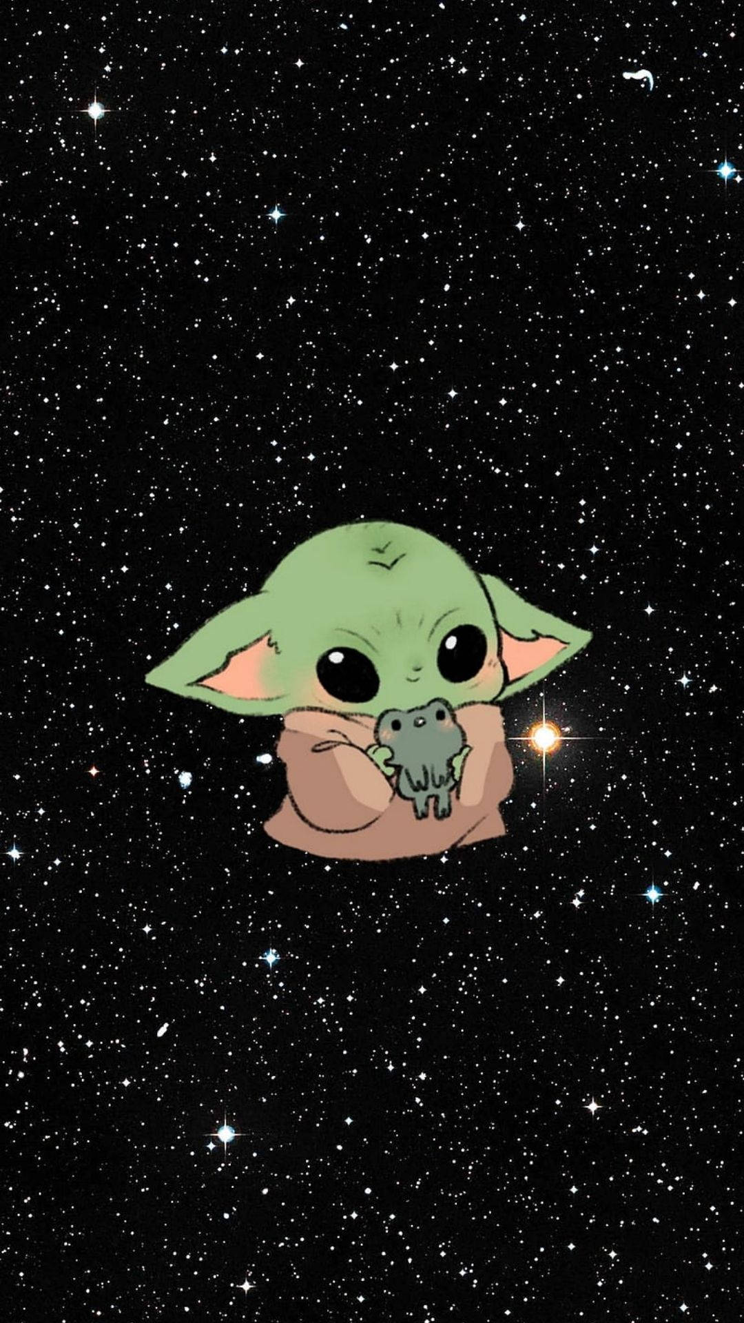 Baby Yoda în galaxie drăguță Fundal