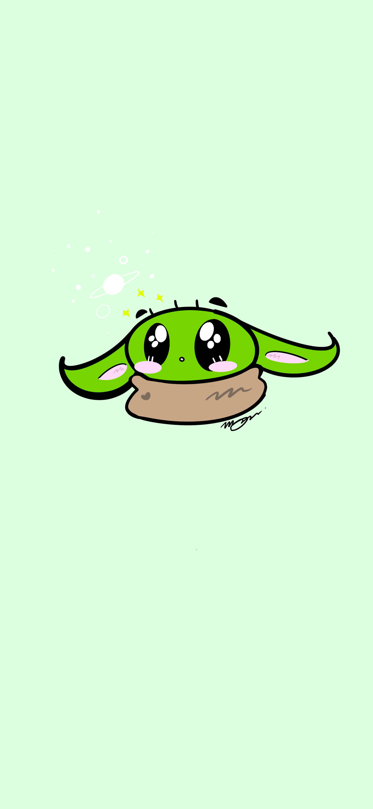 Baby Yoda Verde Pastel Fundal