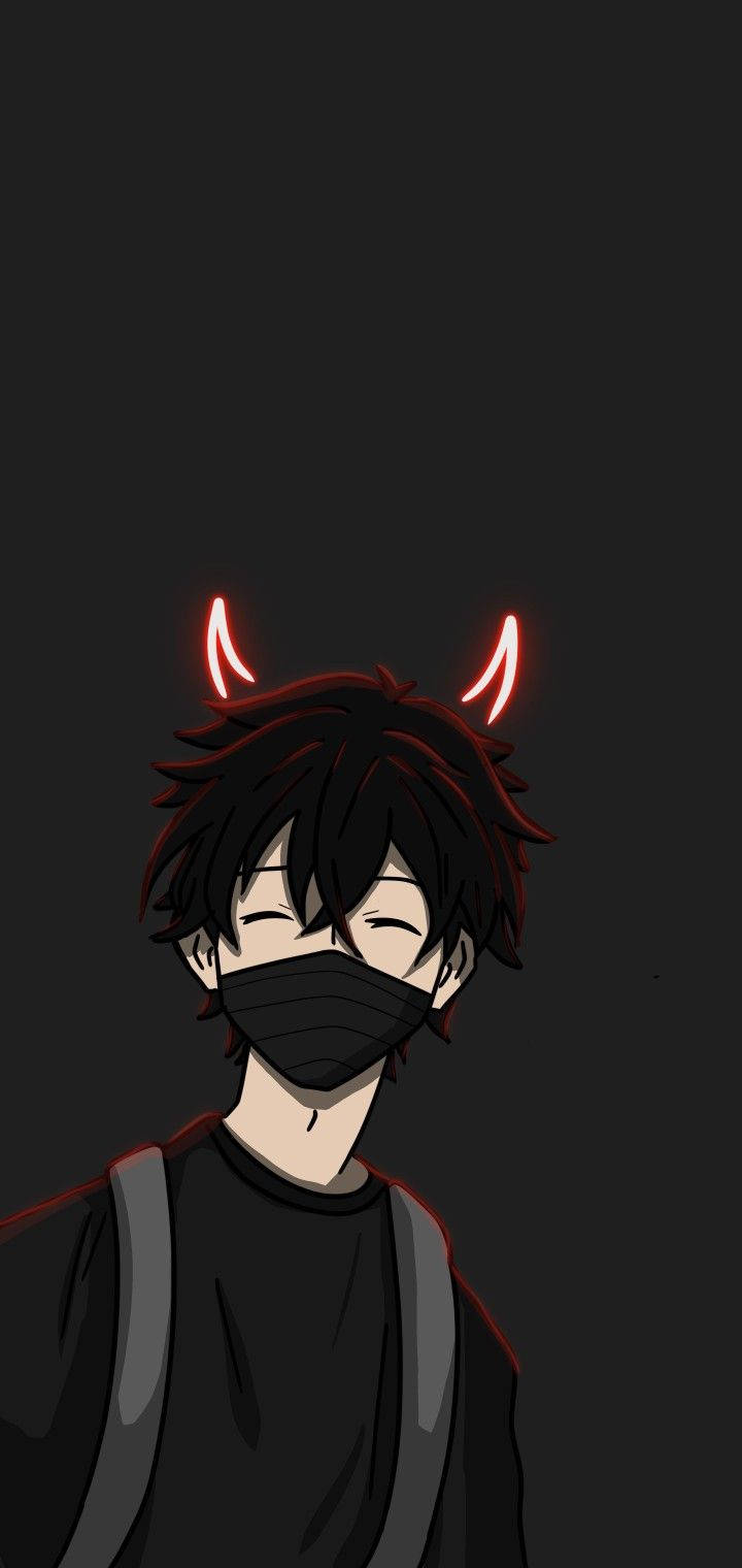 Băiat anime cu coarne de diavol întunecat Fundal
