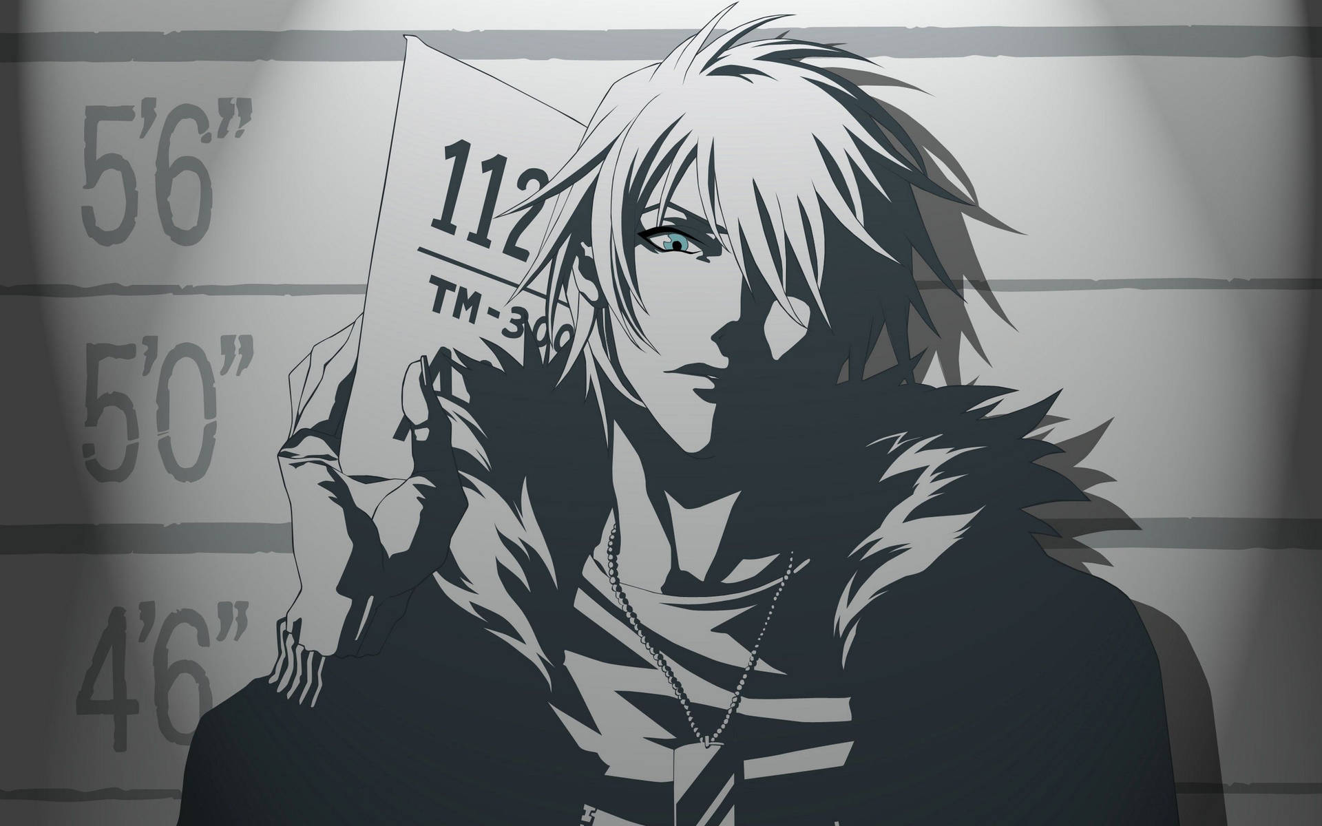 Băiat anime portret alb-negru wallpaper — Anime Boy Fundal