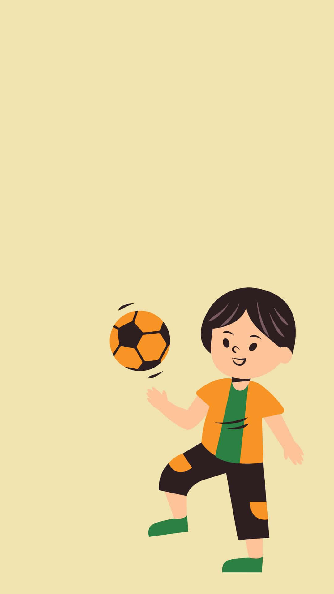 Băiat Chipeș Desen Animat Jucând Mingea de Fotbal Fundal