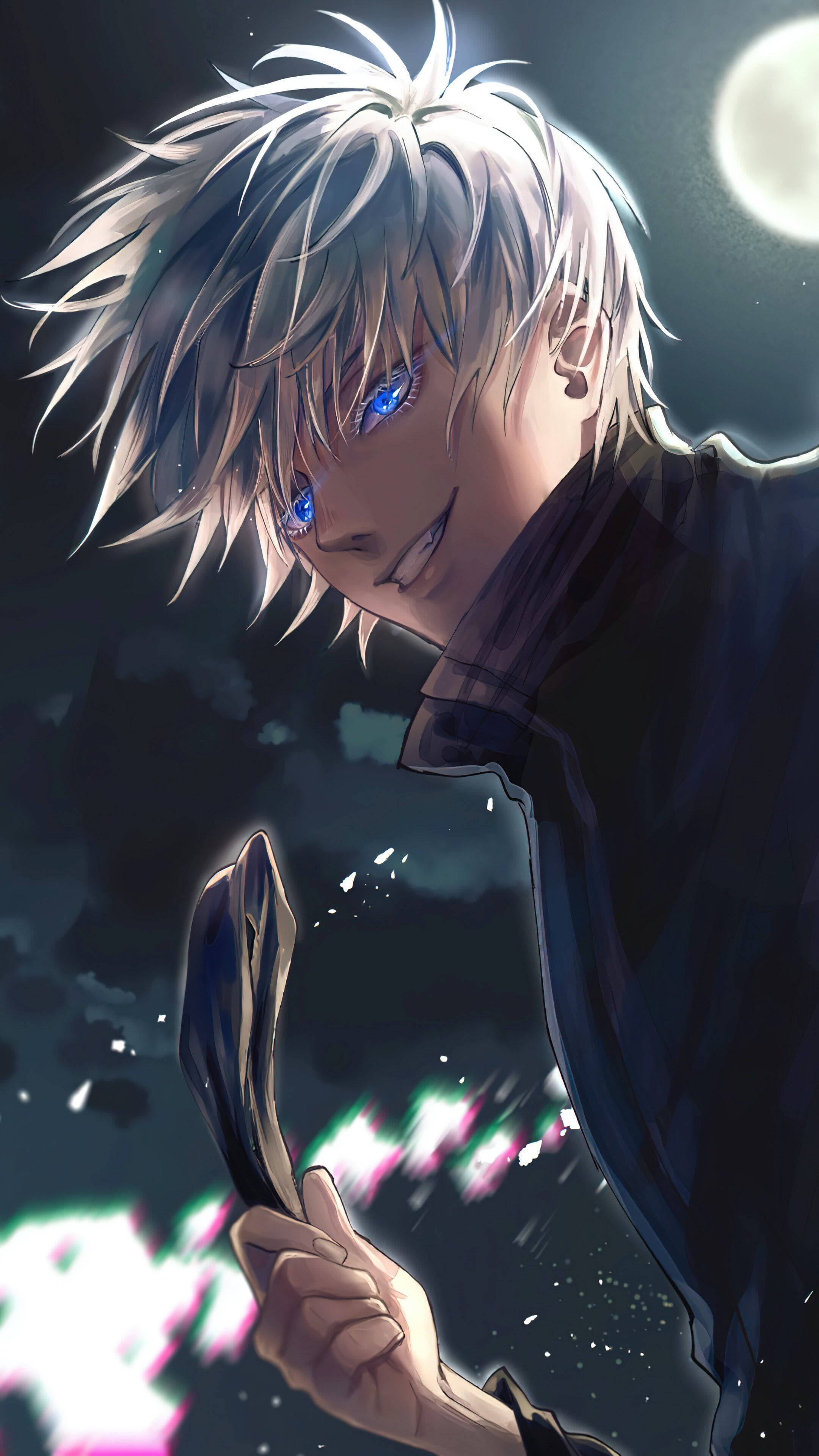 Băiat cool cu păr alb anime Fundal