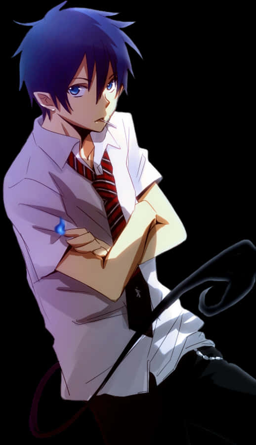 Băiat misterios de anime cu părul albastru Fundal