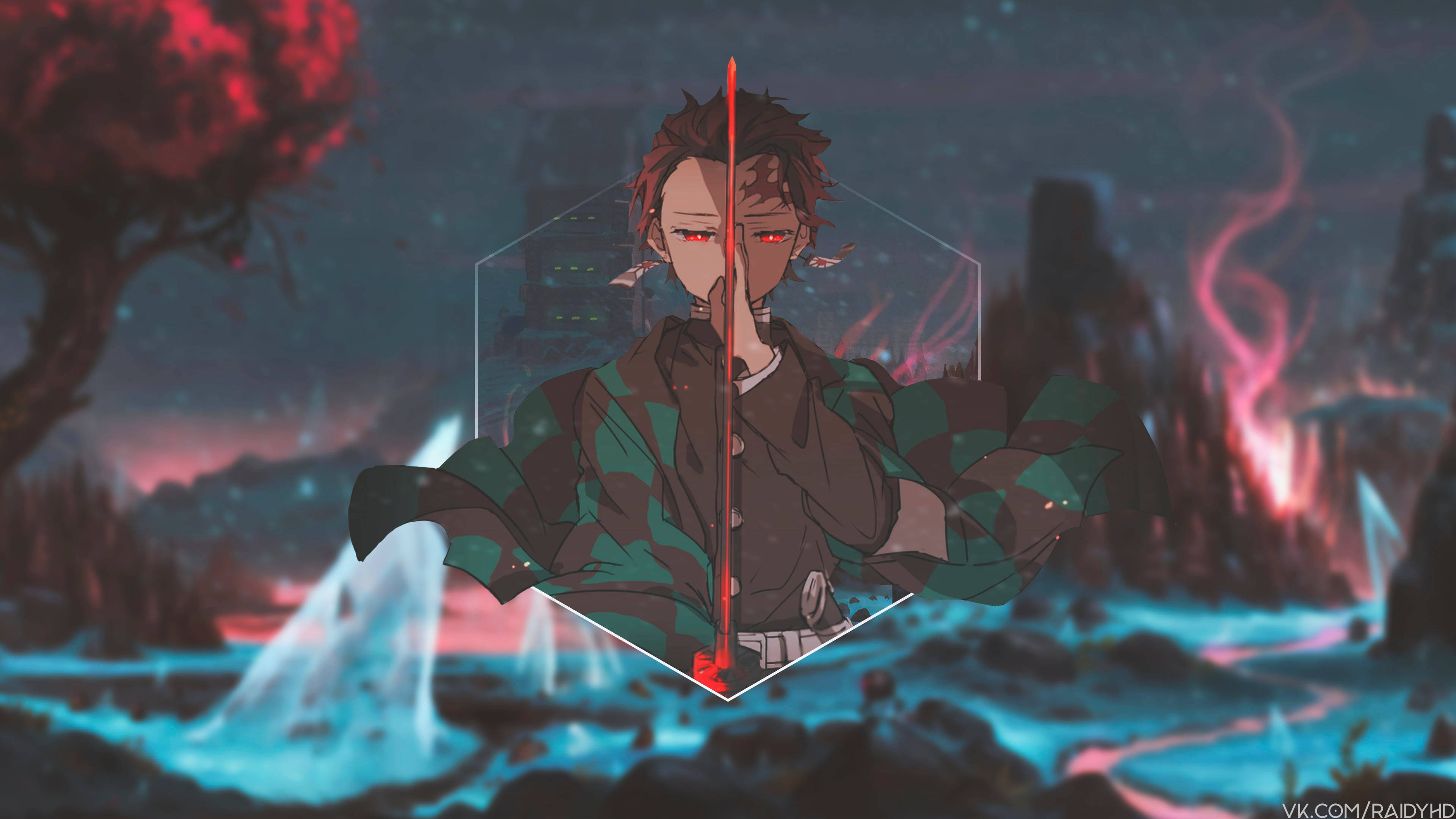 Băieți Anime Drăguți Tanjiro Demon Slayer Fundal