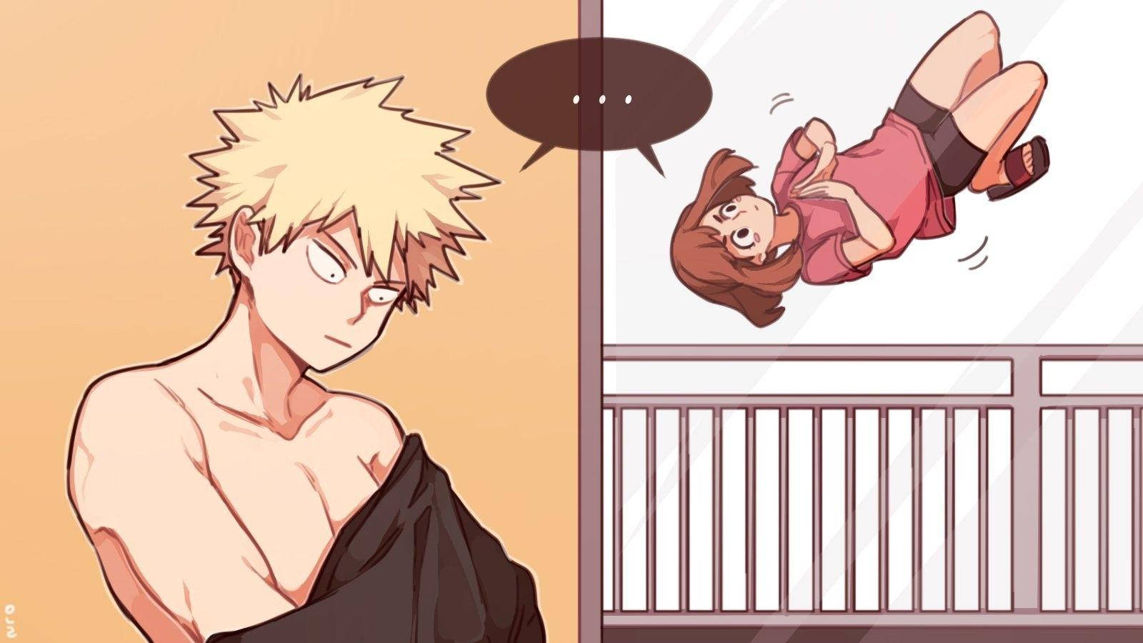 Bakugo drăguț care se schimbă, Ochako privind Fundal