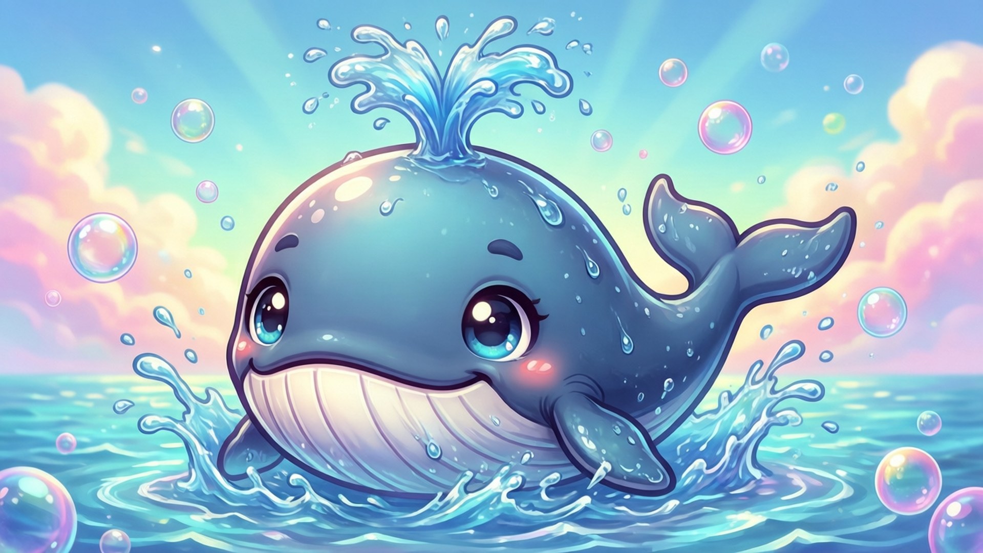 Balena Kawaii Stropind Fundal