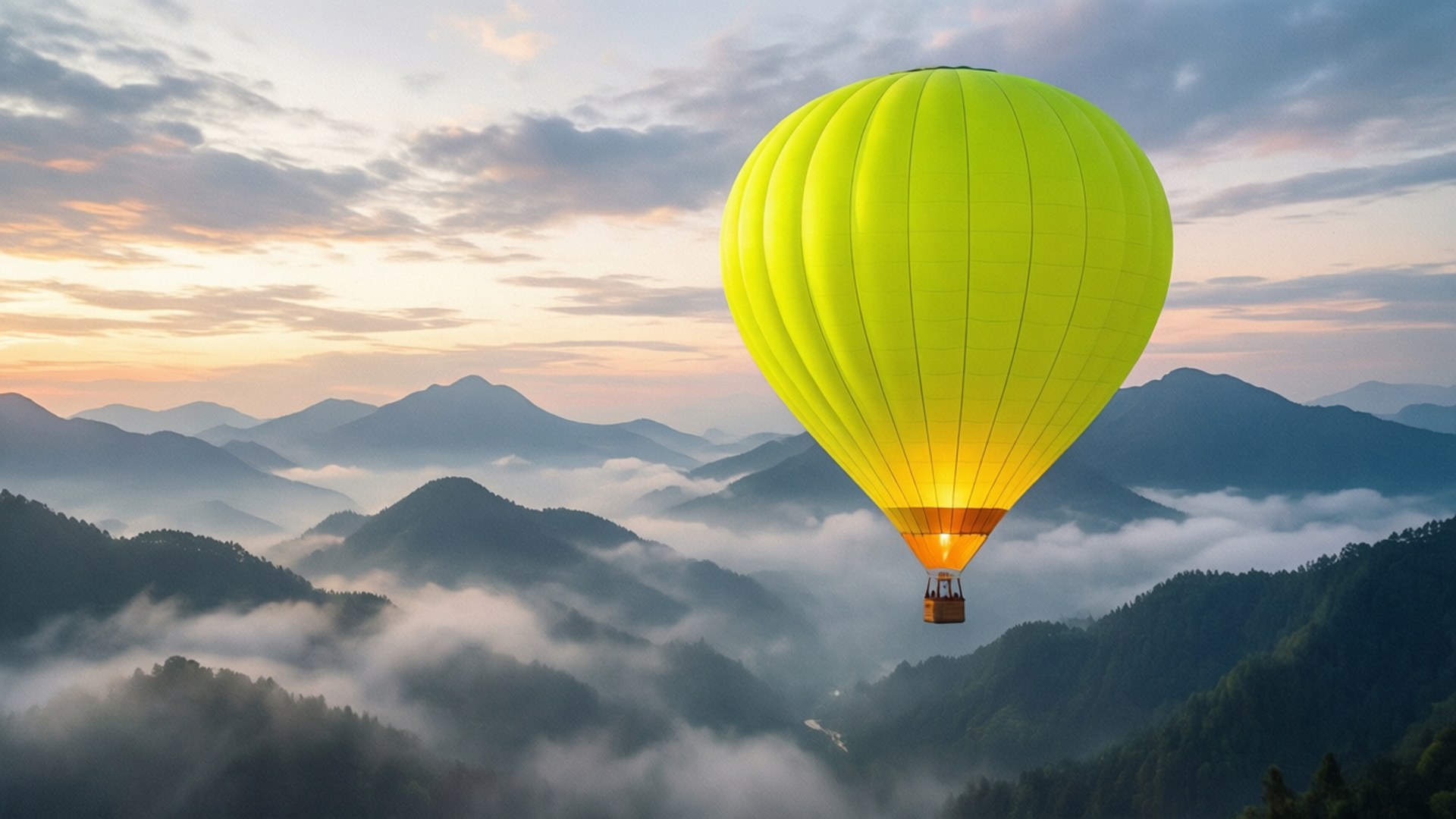 Balon cu aer cald galben neon Fundal