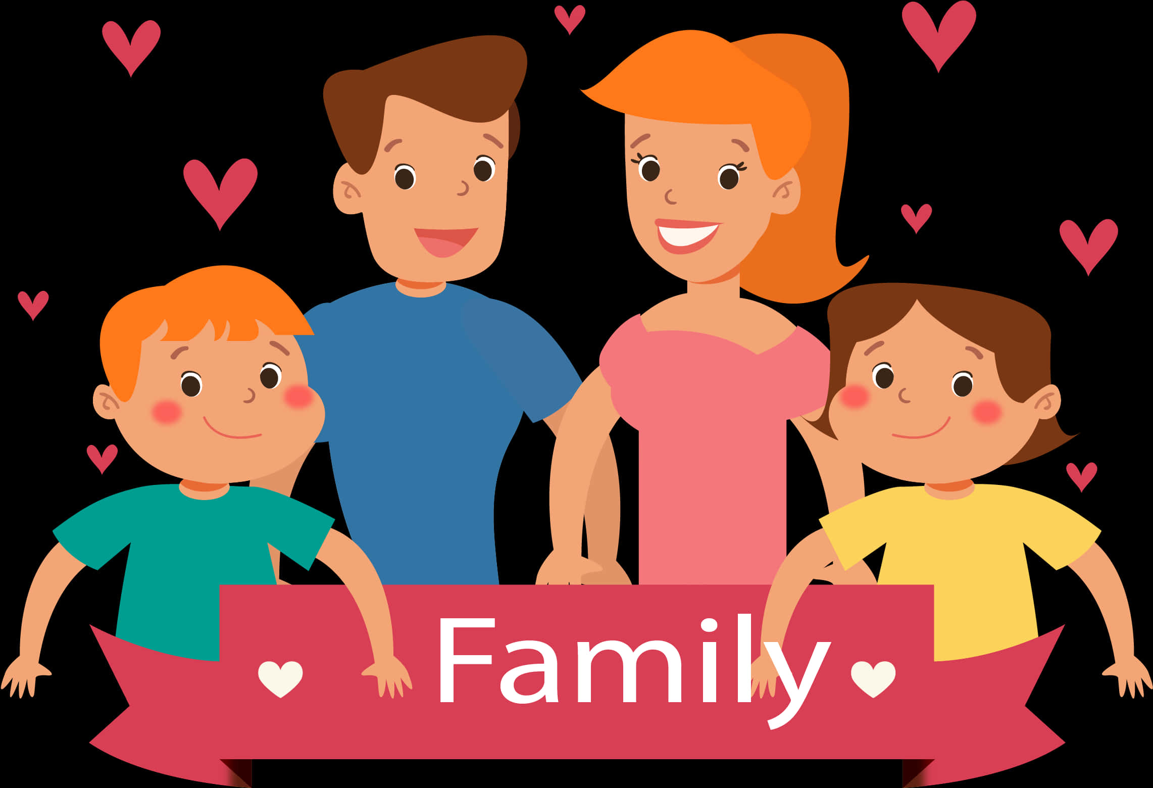 Banner de familie fericită în stil desen animat Fundal