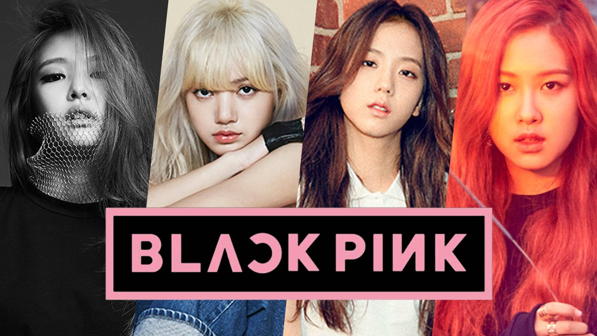 Bannere cu membrii Blackpink și logo Fundal