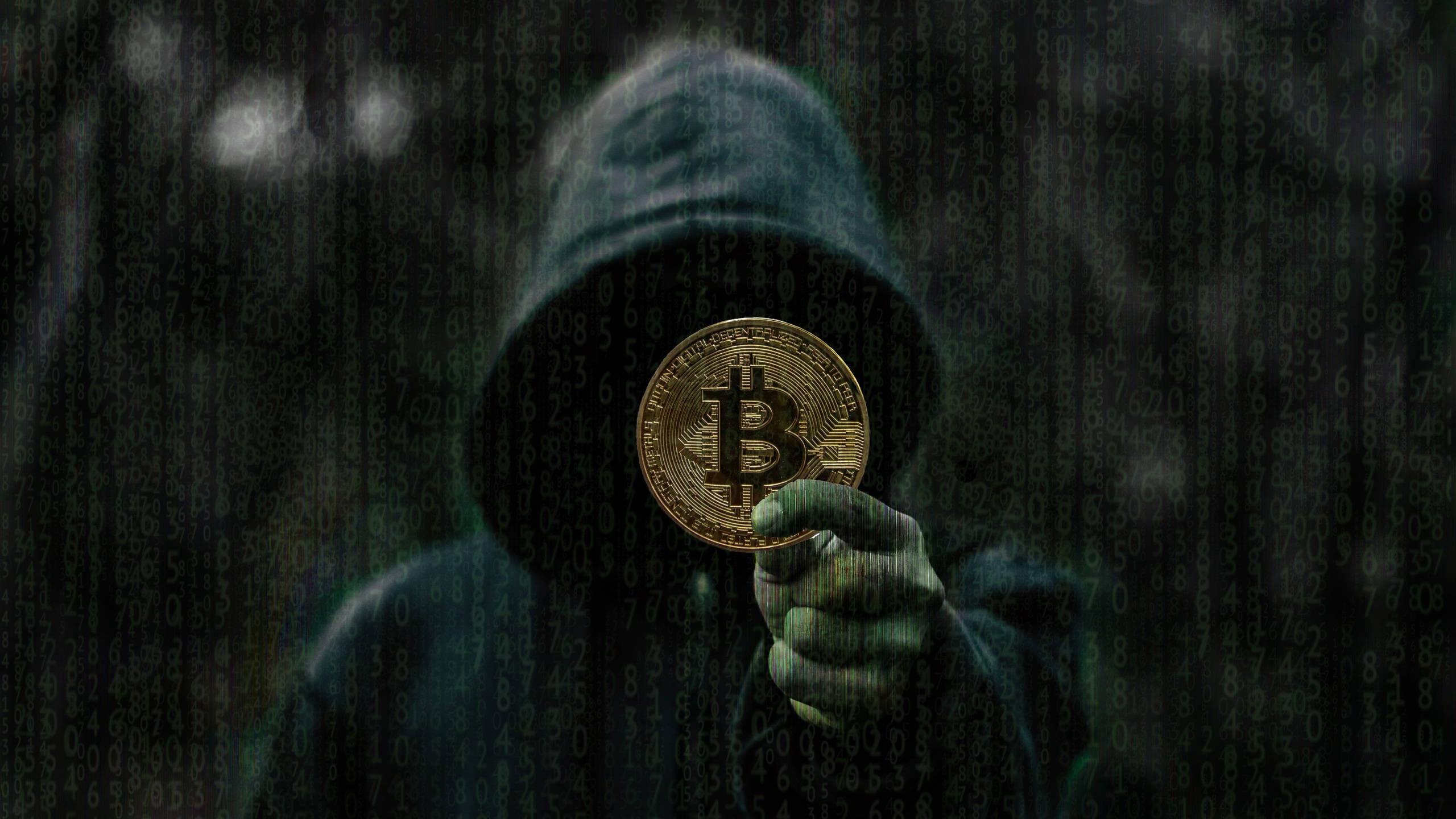Bărbat Anonim cu Fundal Bitcoin Crypto Fundal