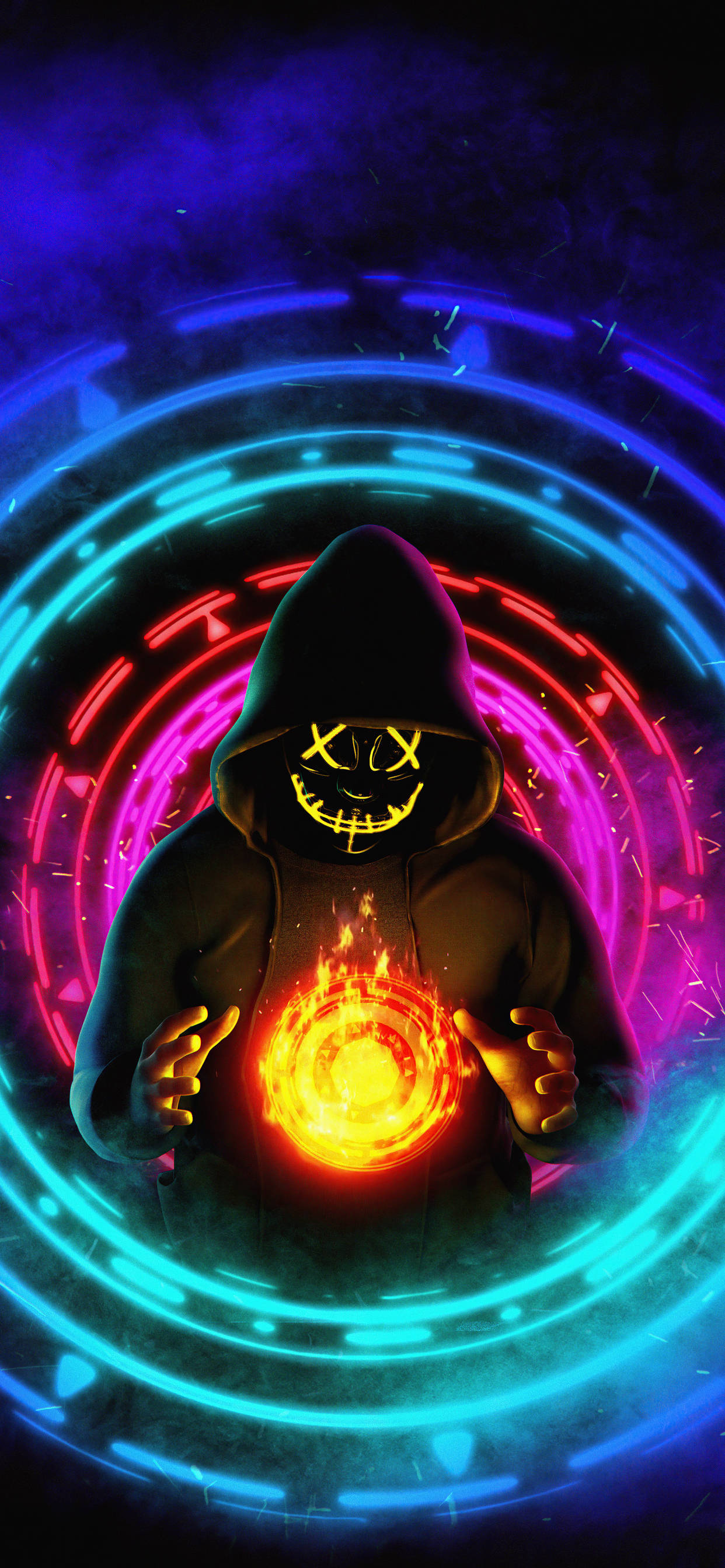 Bărbat Mascat Chakra de Foc Fundal