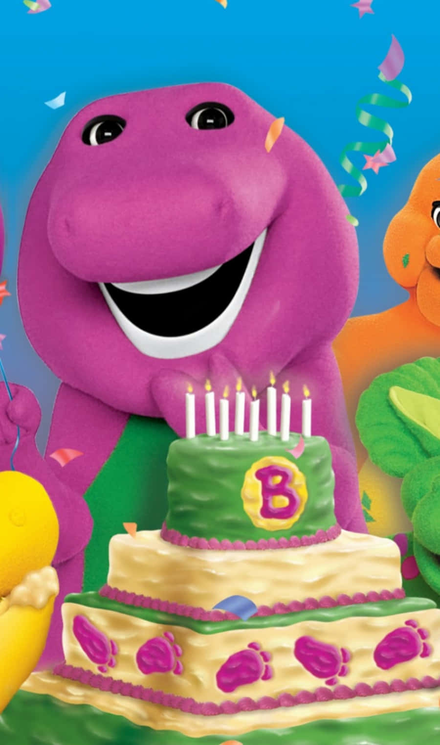"Barney inspiră magie, bucurie și fericire" Fundal