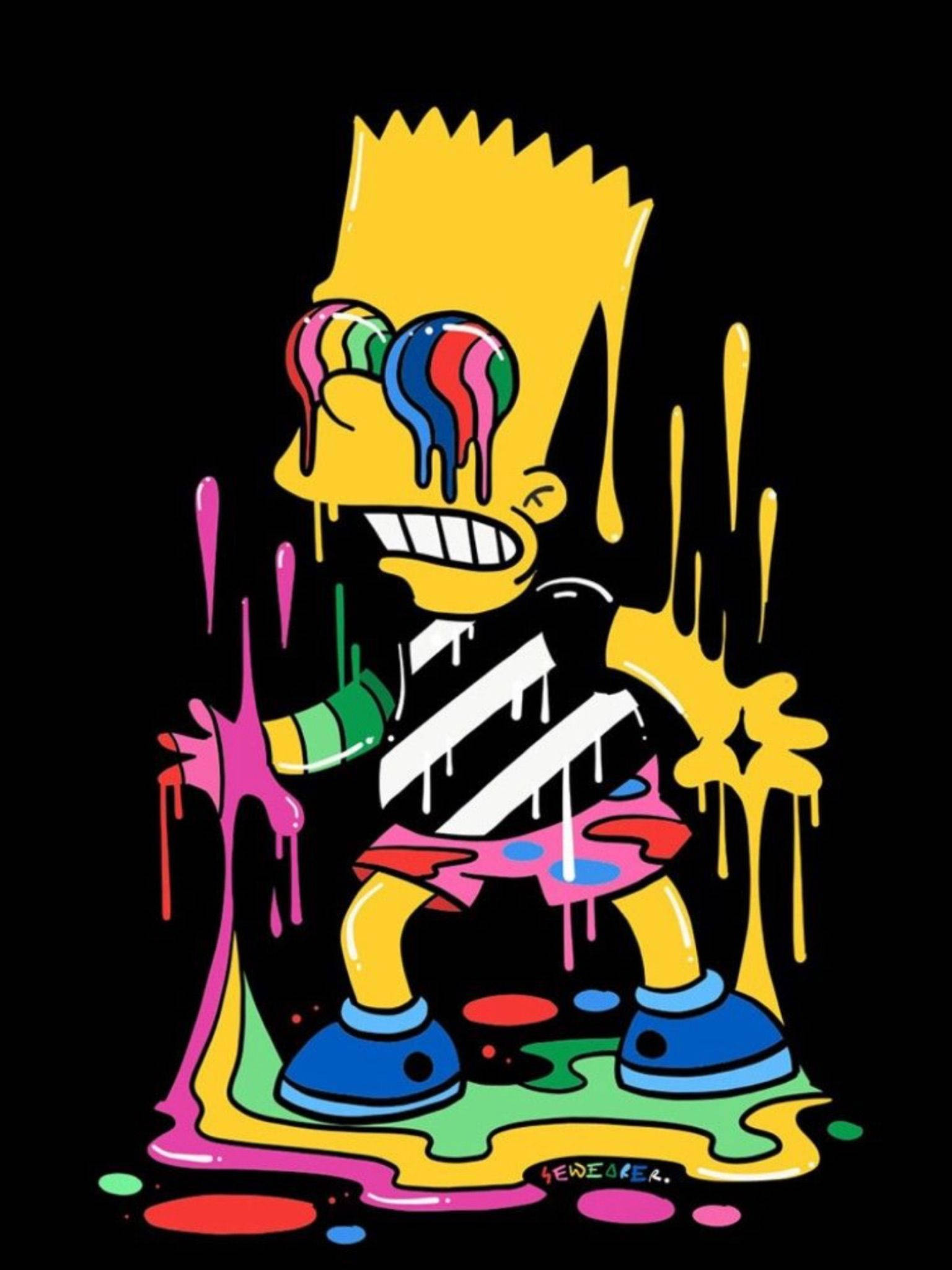 Bart Simpson cool cu pictură abstractă Fundal