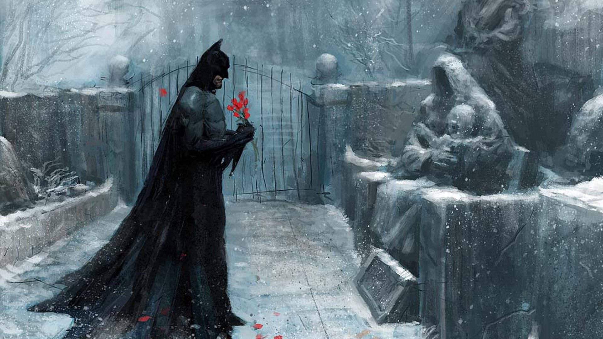 Batman în cimitir pictură Fundal