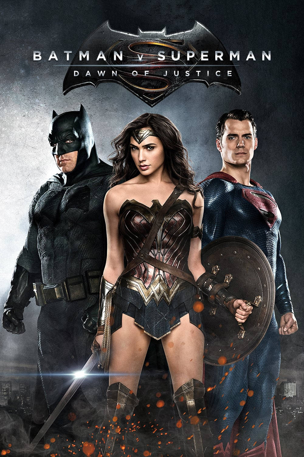 Batman V Superman Dawn Of Justice Poster Cu Wonder Woman Fundal