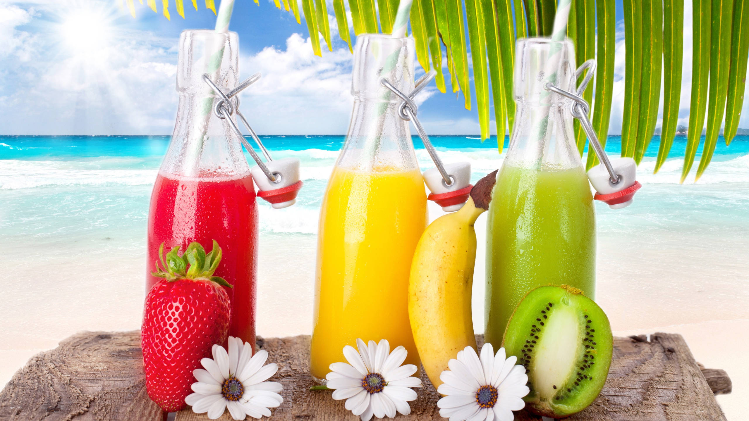 Băutură Tropicală căpșuni, Banane și Kiwi Fundal