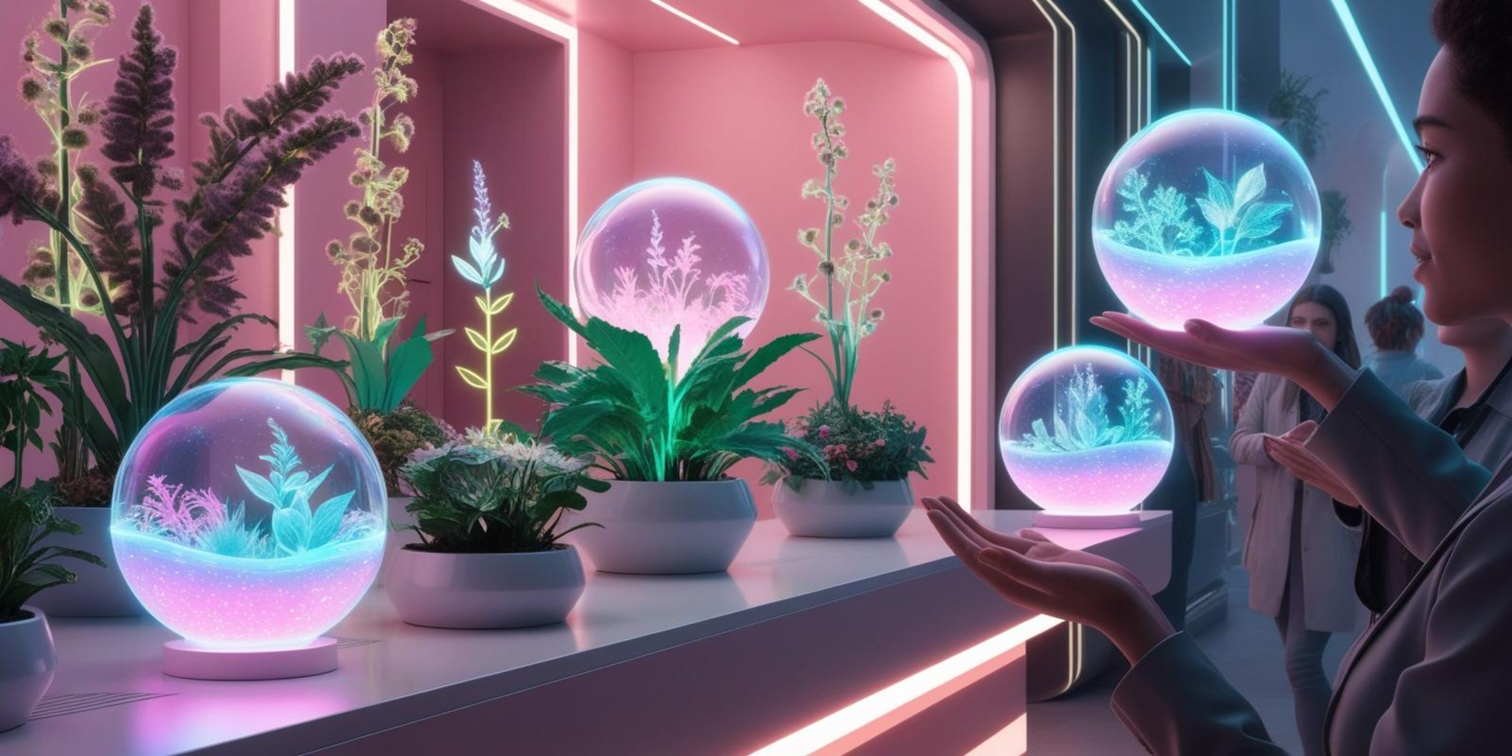 Bile de Cristal și Plante Tropicale Fundal