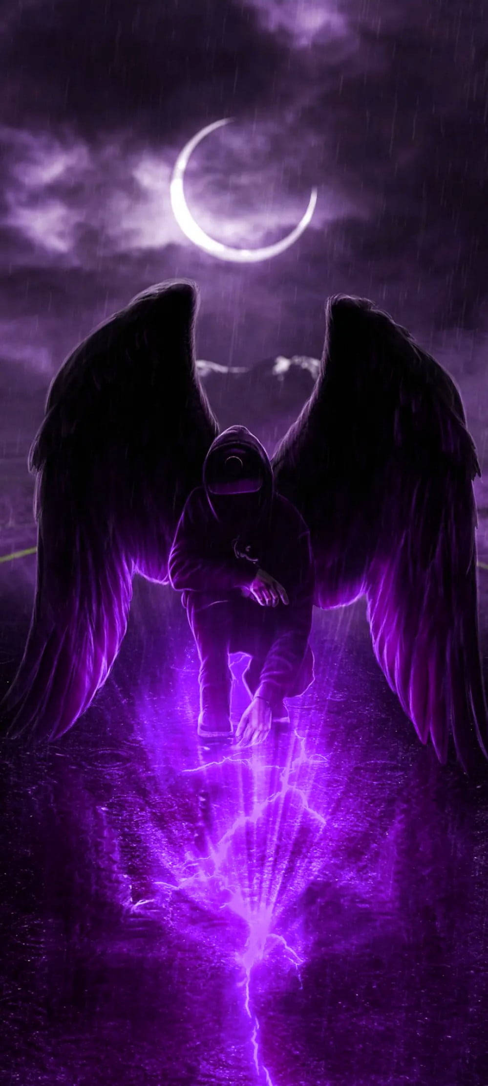 Black And Purple Aesthetic Angel Fundal