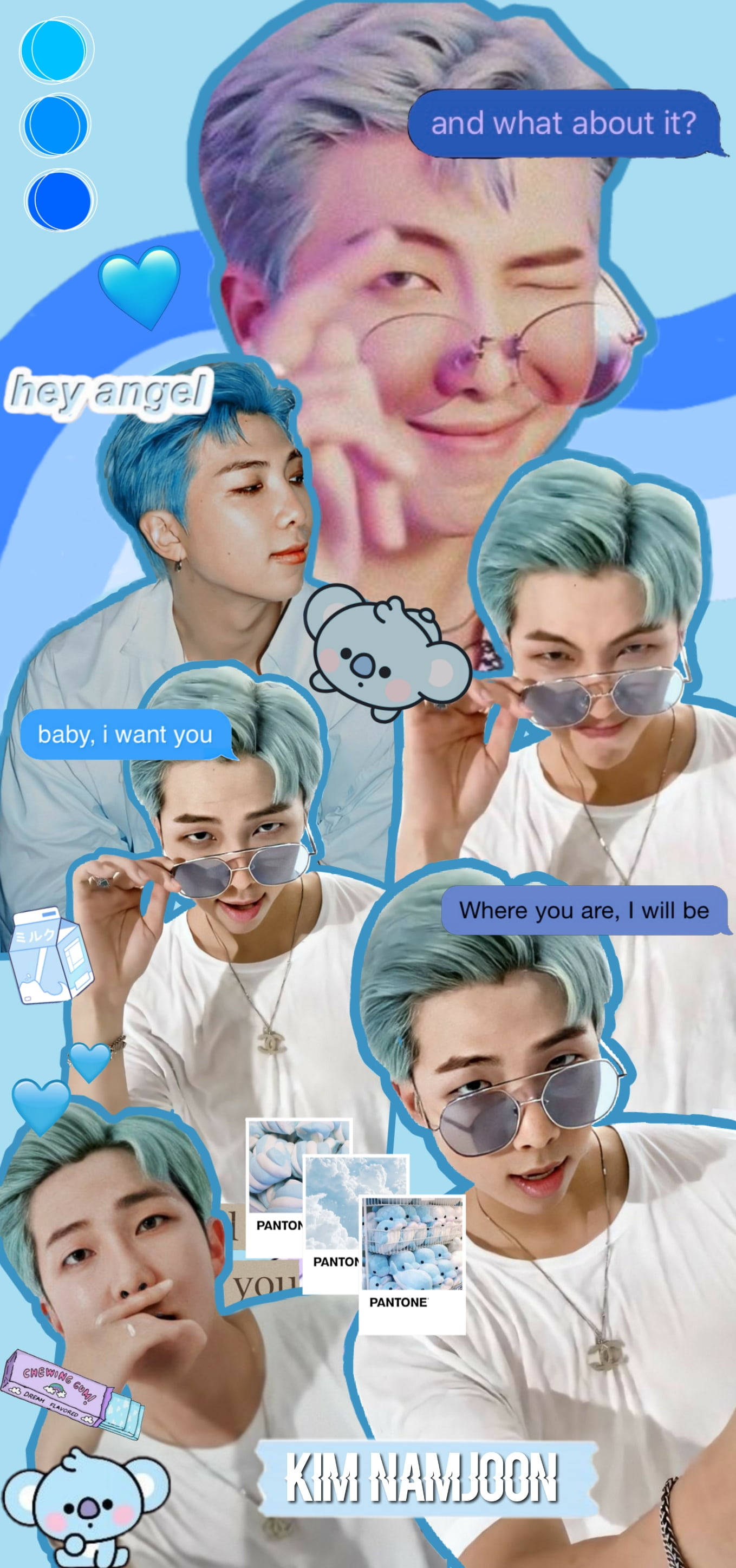 Blue Aesthetic BTS RM Cute Fundal