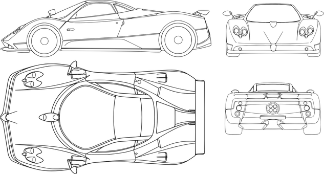 Blueprint Vector Mașină Sport Fundal