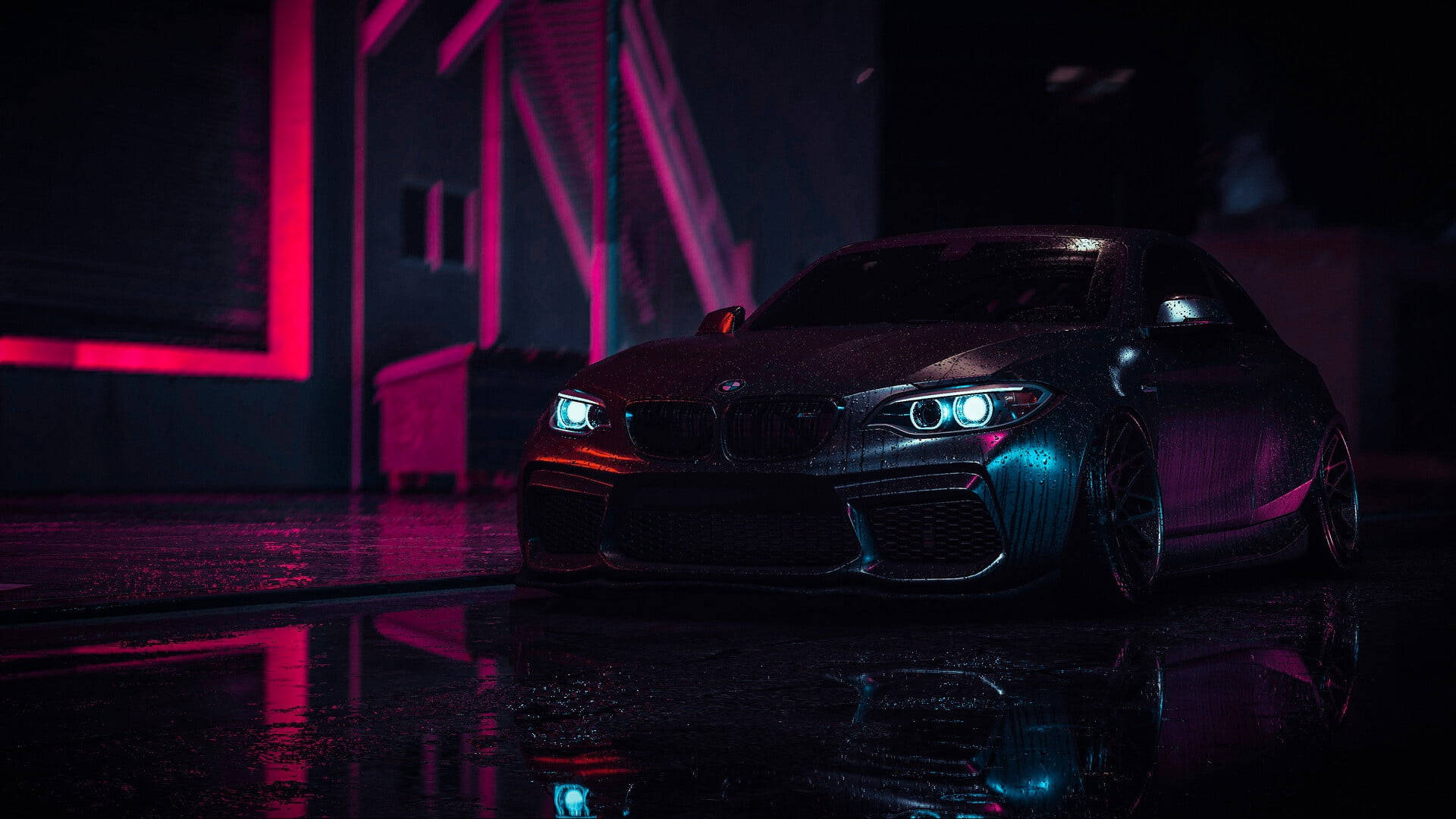 BMW Neagră Udă Laptop Fundal
