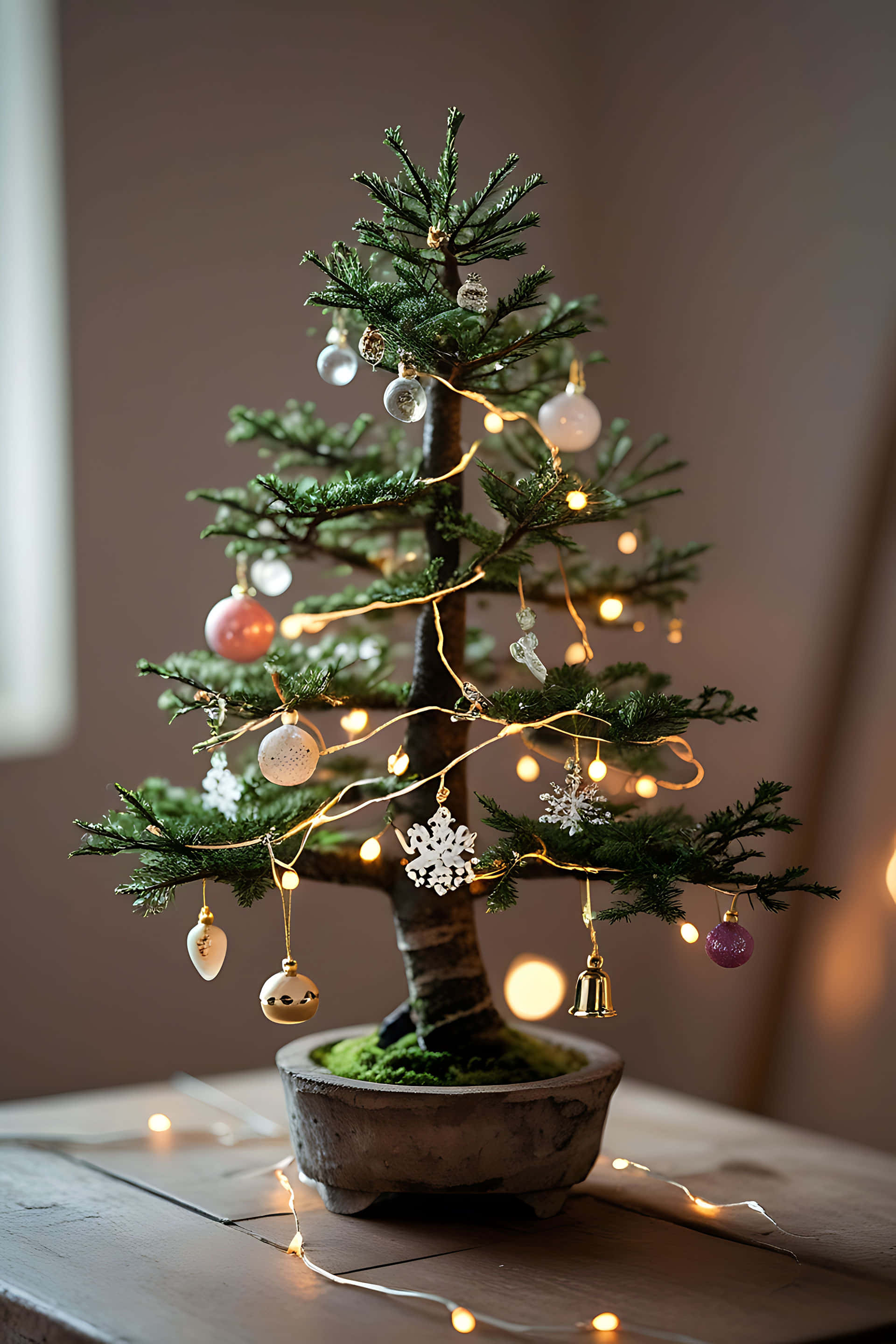 Brad de Crăciun miniatural decorat Fundal