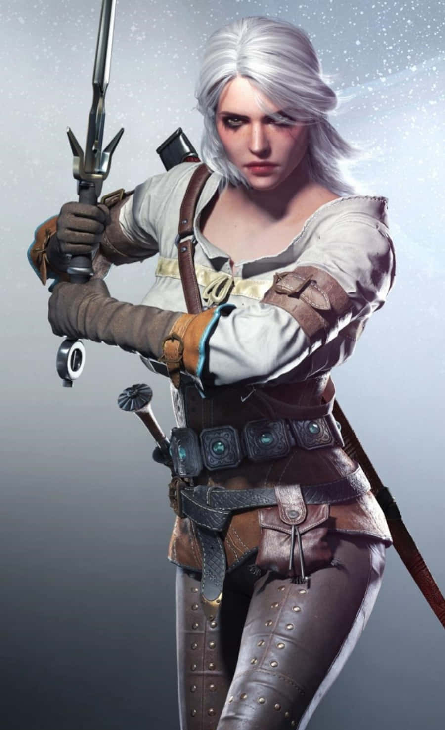 Ciri Curajosă cu sabia Witcher 3 Phone Fundal