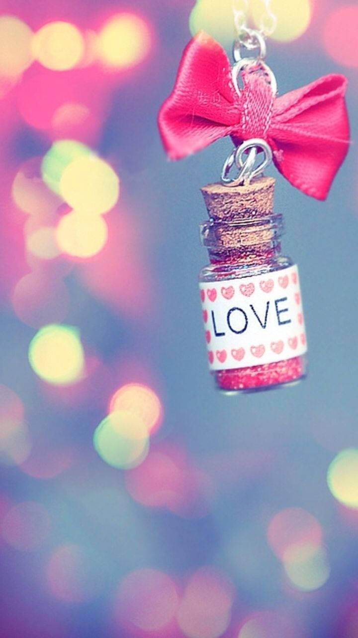 Breloc Sticluță Drăguță de Valentine's Day Love Fundal