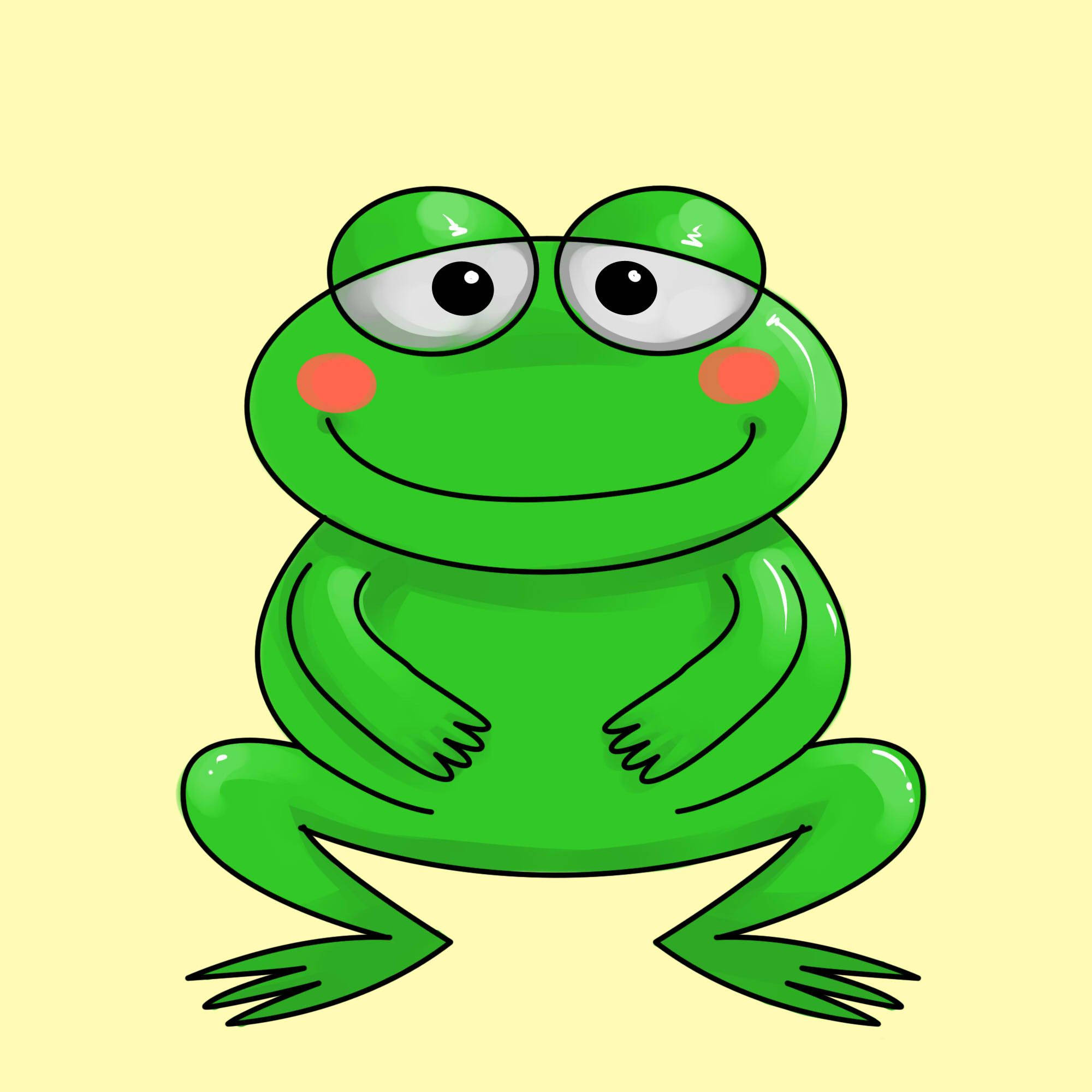 Broască Kawaii cu Burtica Plină Fundal