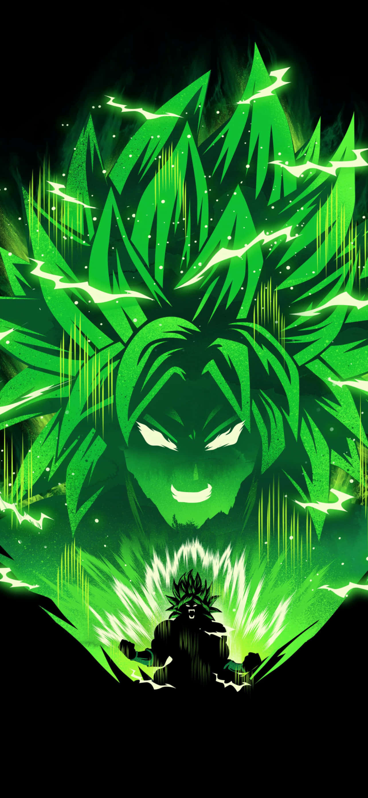 Broly Super Saiyan verde iPhone Fundal
