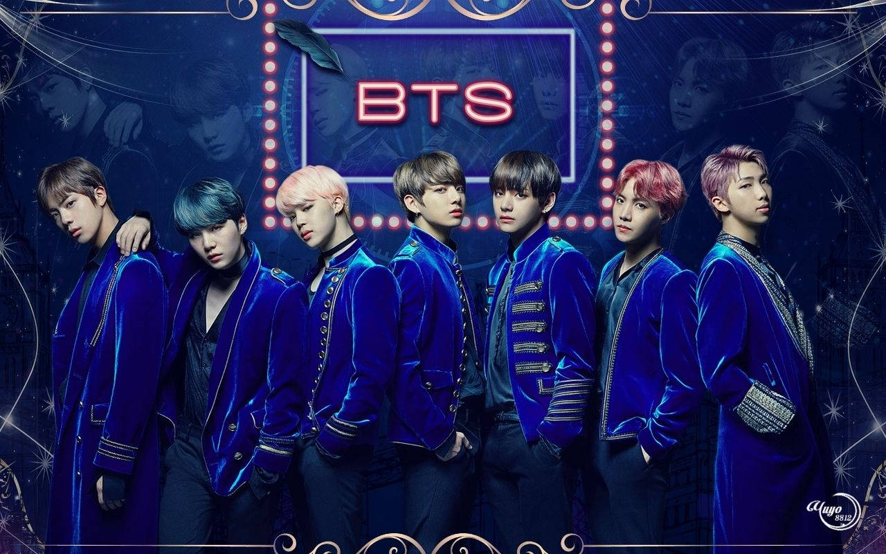 BTS arată cool în albastru Fundal