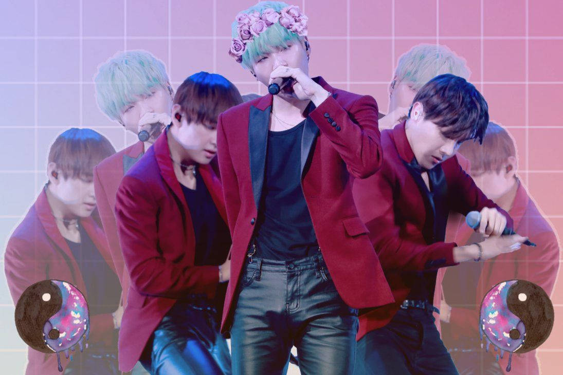 BTS în roz – artă de fan Fundal