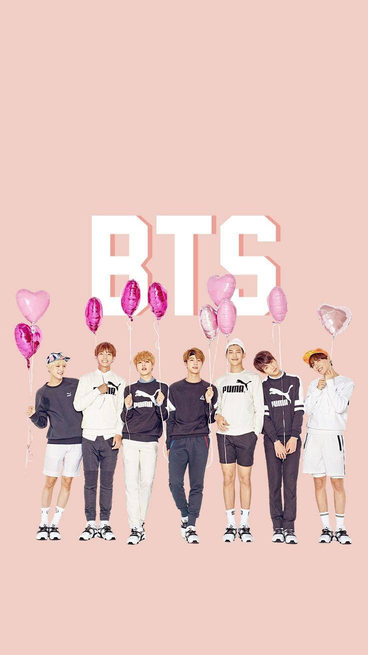 BTS Inimă Baloane Drăguțe Fundal